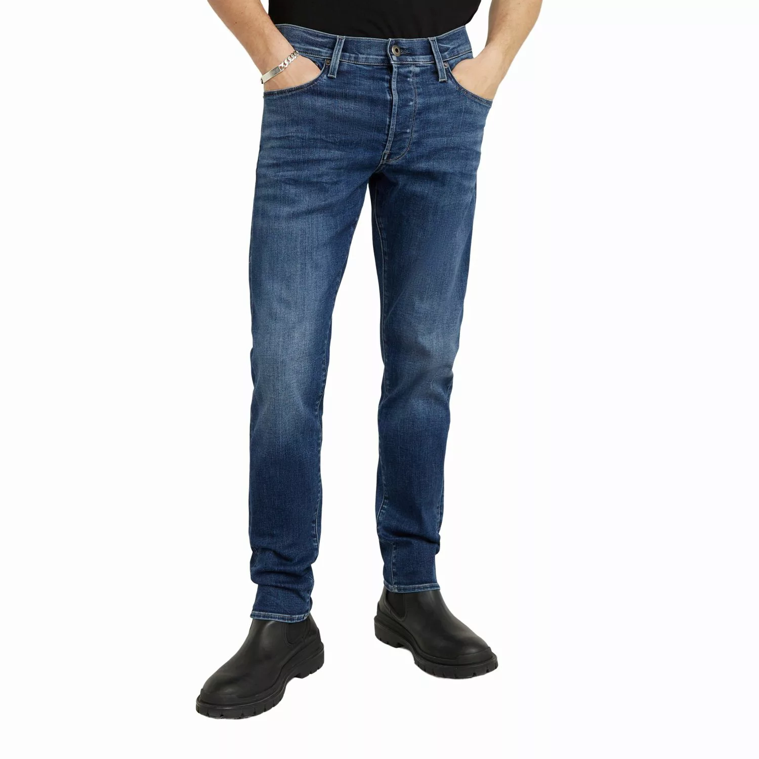 G-Star Herren Jeans 3301 SLIM Fit - Schwarz - Faded Black Magnet günstig online kaufen