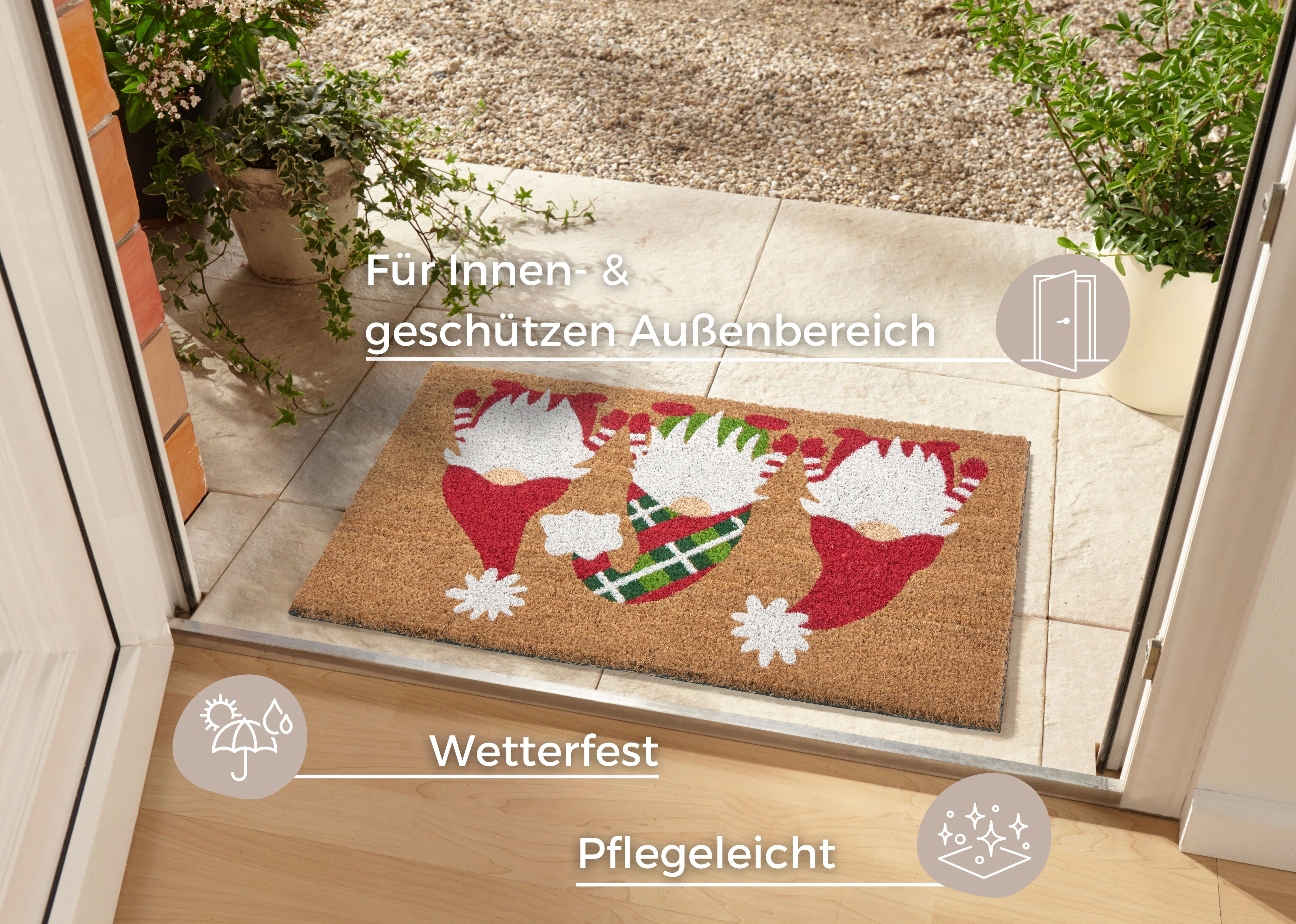 HANSE Home Fußmatte »Mix Mats Kokos Christmas Gnomes«, rechteckig, 15 mm Hö günstig online kaufen