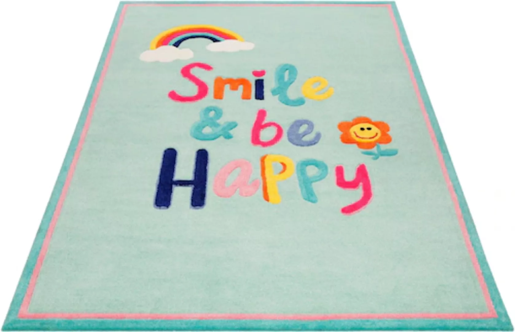 SMART KIDS Kinderteppich »Happy me!«, rechteckig, Regenbogen Blume, Konture günstig online kaufen