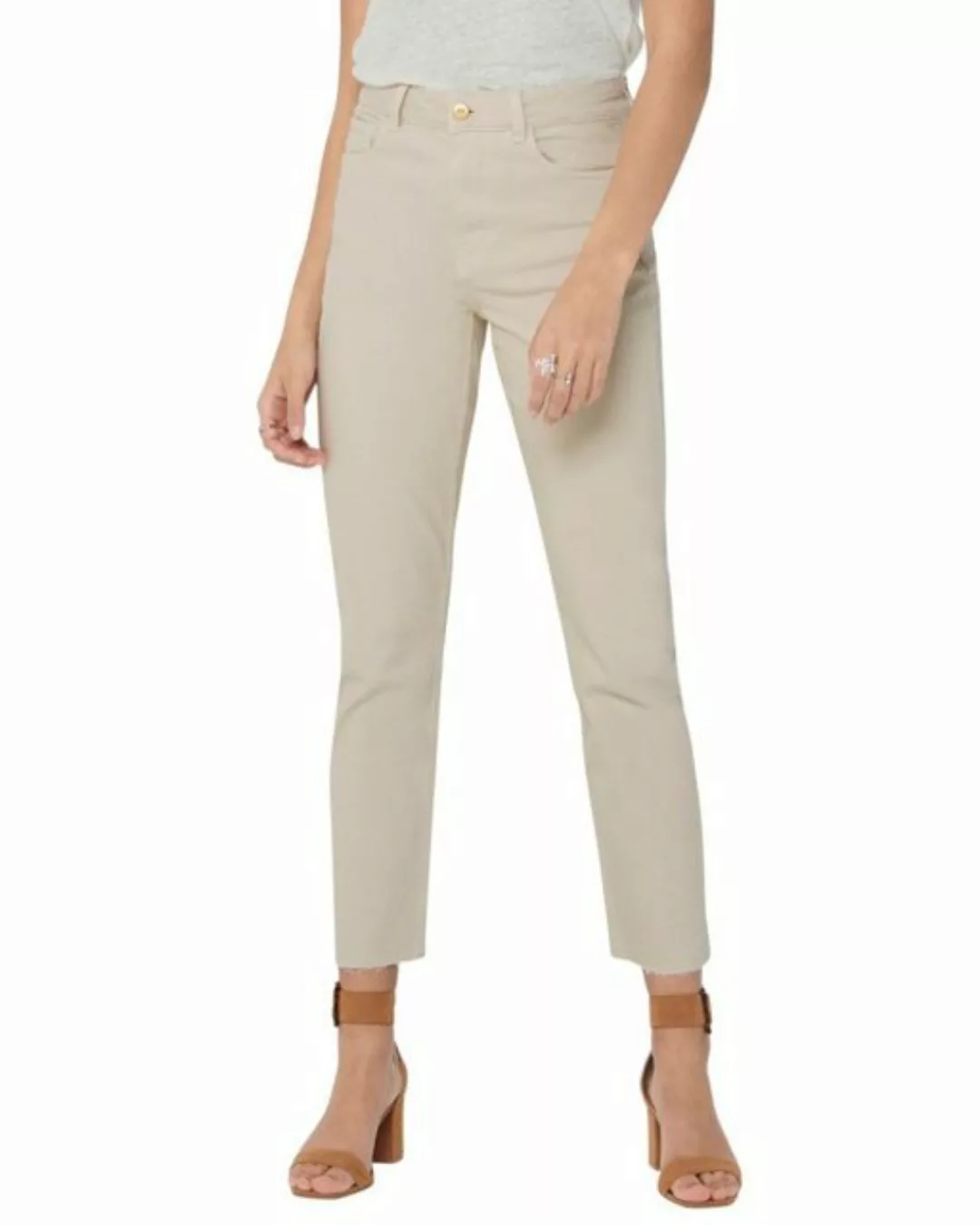 Only Damen Jeans ONLEMILY LIFE HW ST RAW CRPANK - Straight Fit - Beige - Ec günstig online kaufen