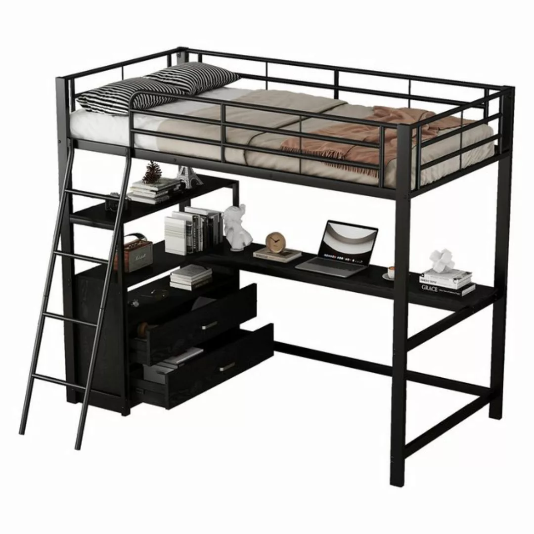 Gotagee Metallbett Eisenrahmenbett Einzelbett 90x200cm mit Schreibtisch Sch günstig online kaufen