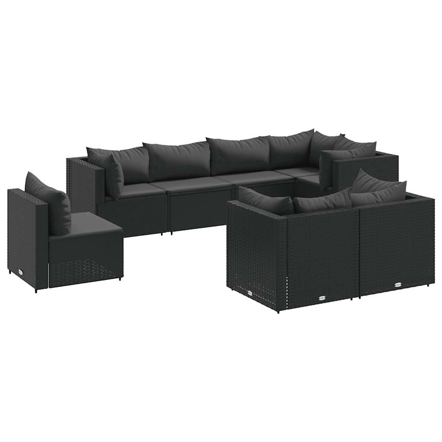 vidaXL 8-tlg Garten-Lounge-Set mit Kissen Schwarz Poly Rattan Modell 35 günstig online kaufen