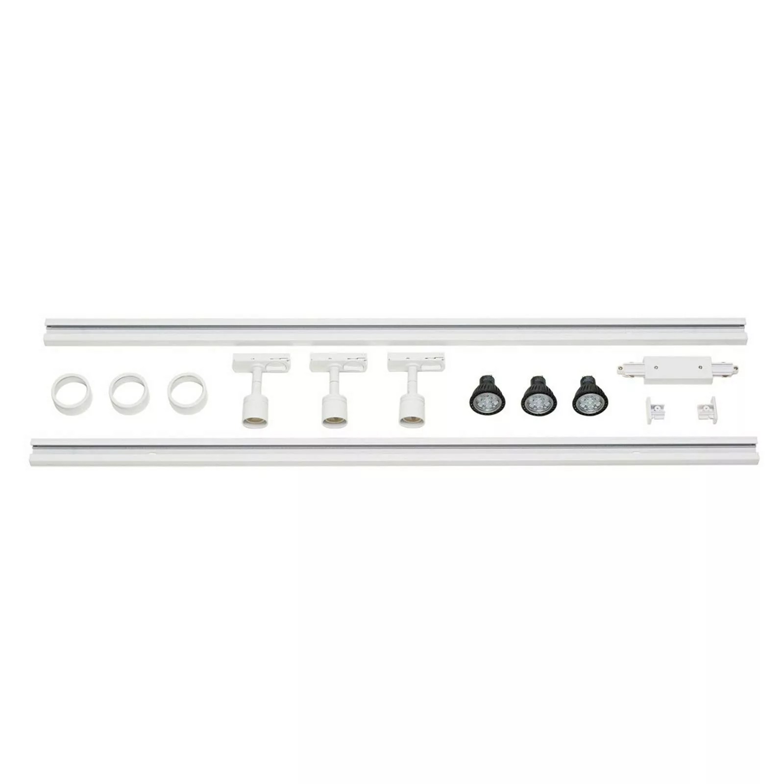 1-Phasen Schienensystem, Aufbauschiene, Starter-Set, 3 Spots, weiß, 2x 1m günstig online kaufen