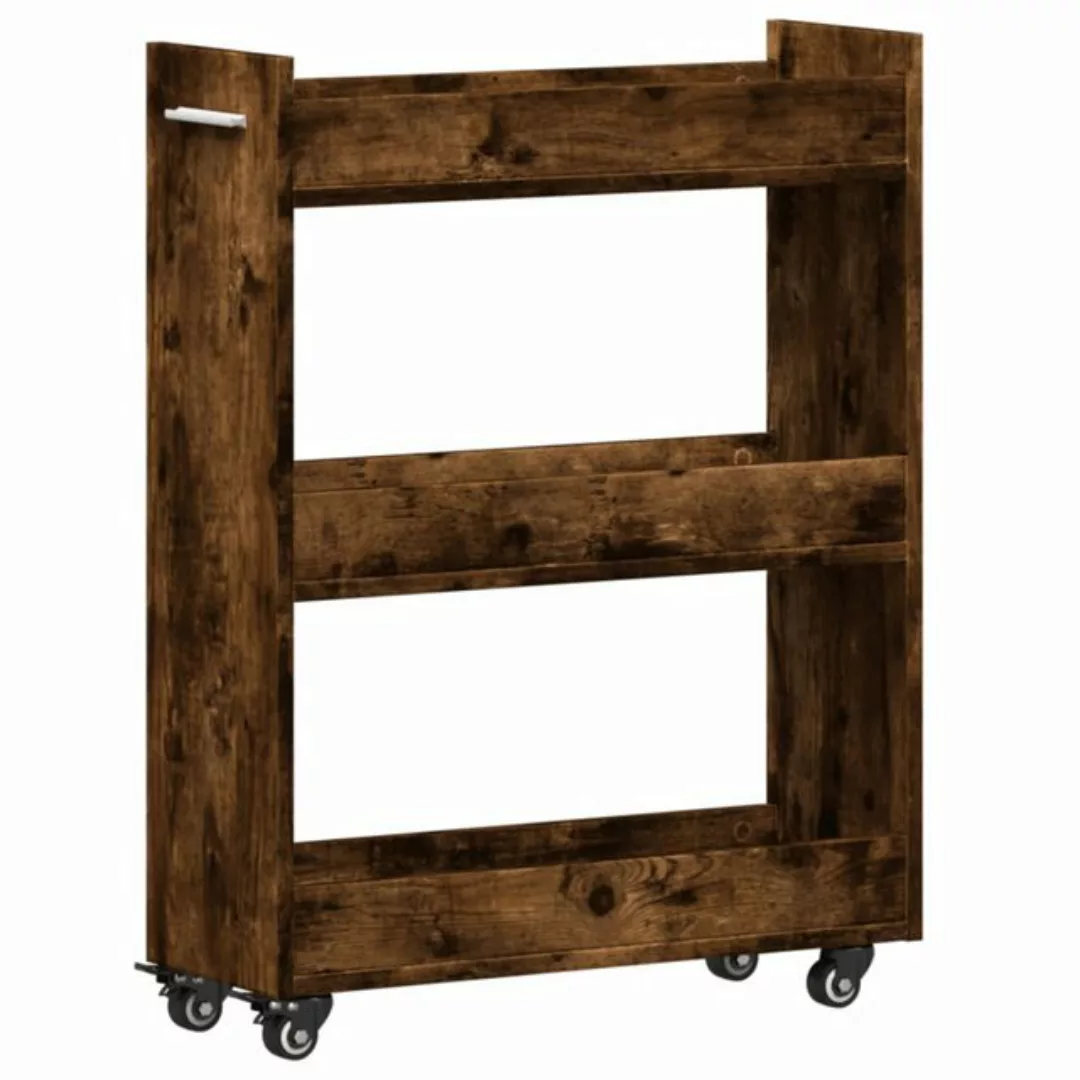 vidaXL Mehrzweckschrank Schrank mit Rollen Räuchereiche 60x22x79 cm Holzwer günstig online kaufen