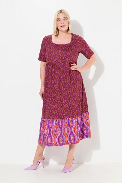 Ulla Popken Sommerkleid Jerseykleid Mustermix Carree-Ausschnitt Halbarm günstig online kaufen