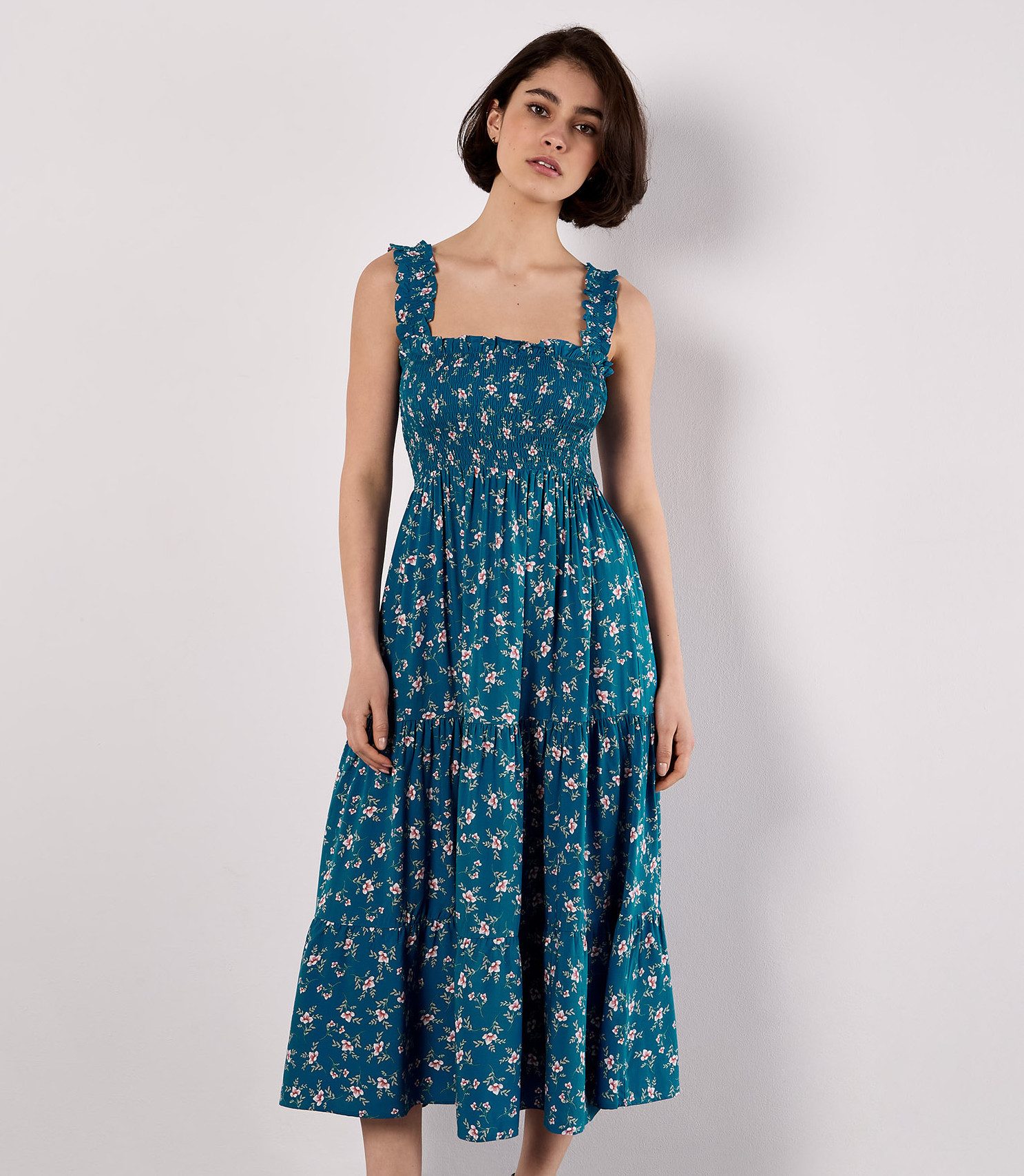 Apricot Druckkleid Sommerkleid mit Orchideenprint, (1-tlg) günstig online kaufen