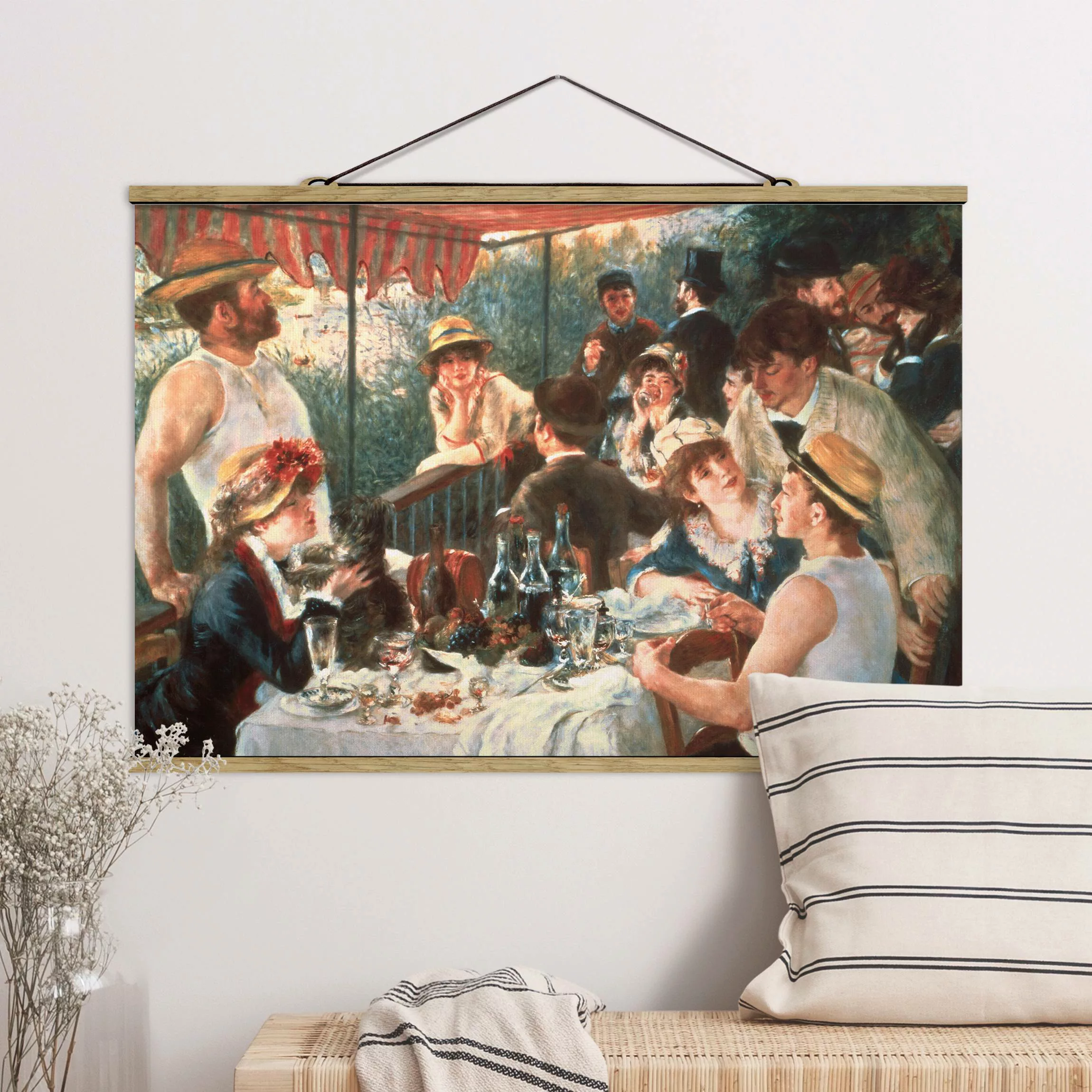 Stoffbild Tiere mit Posterleisten - Querformat Auguste Renoir - Das Frühstü günstig online kaufen