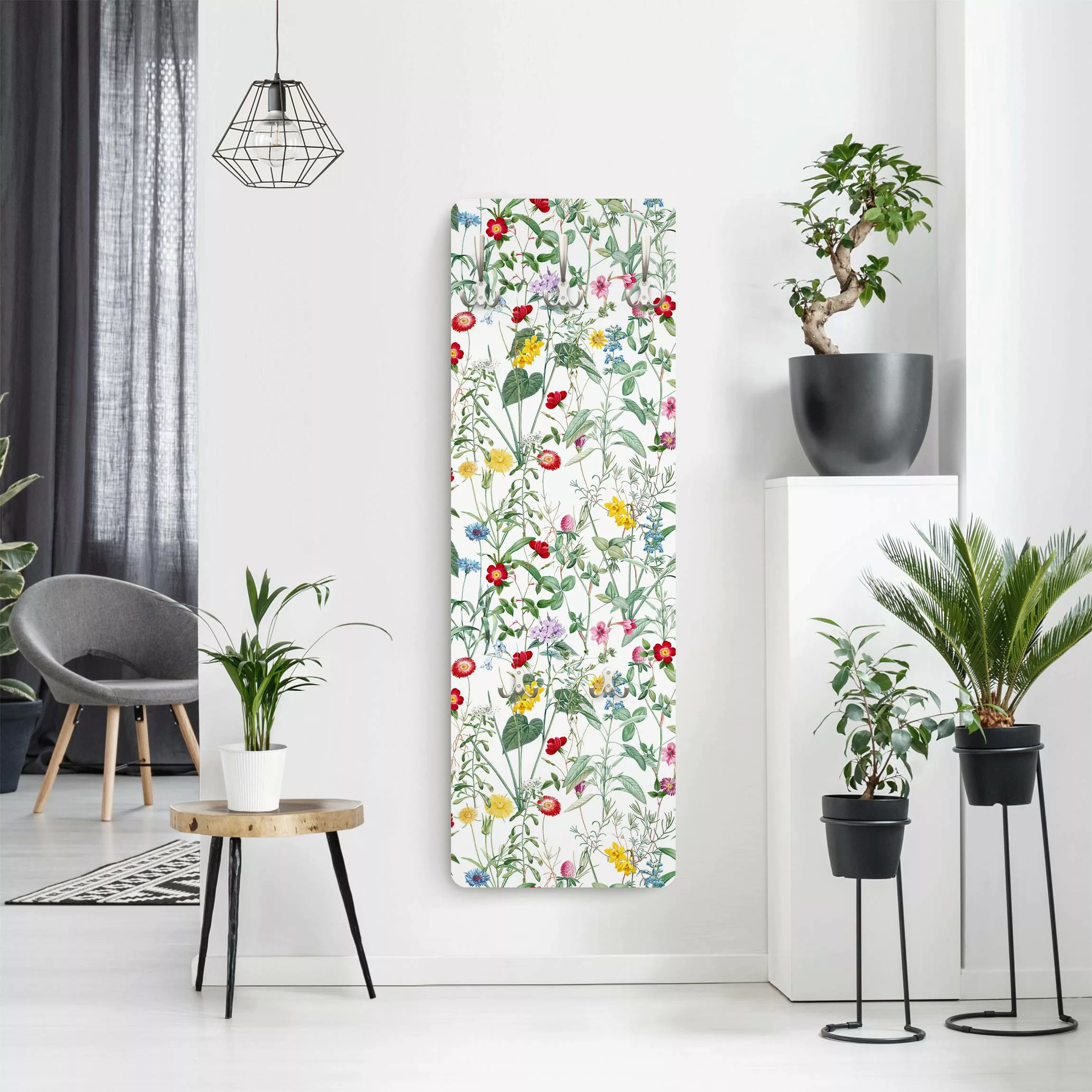 Wandgarderobe Wildblumen auf Weiß günstig online kaufen