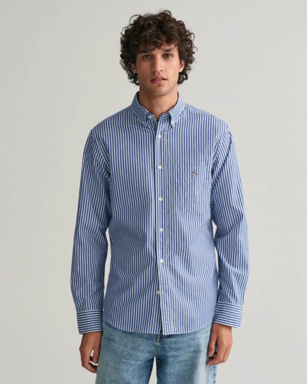 Gant Langarmhemd "REG POPLIN GINGHAM SHIRT", mit Logostickerei auf der Brus günstig online kaufen