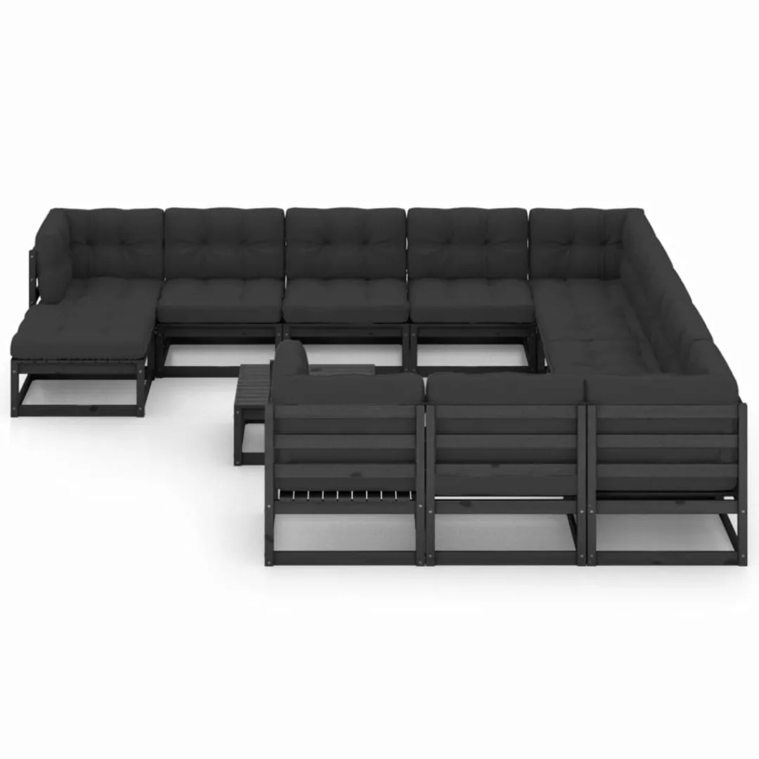 13-tlg. Garten-lounge-set Mit Kissen Schwarz Massivholz Kiefer günstig online kaufen