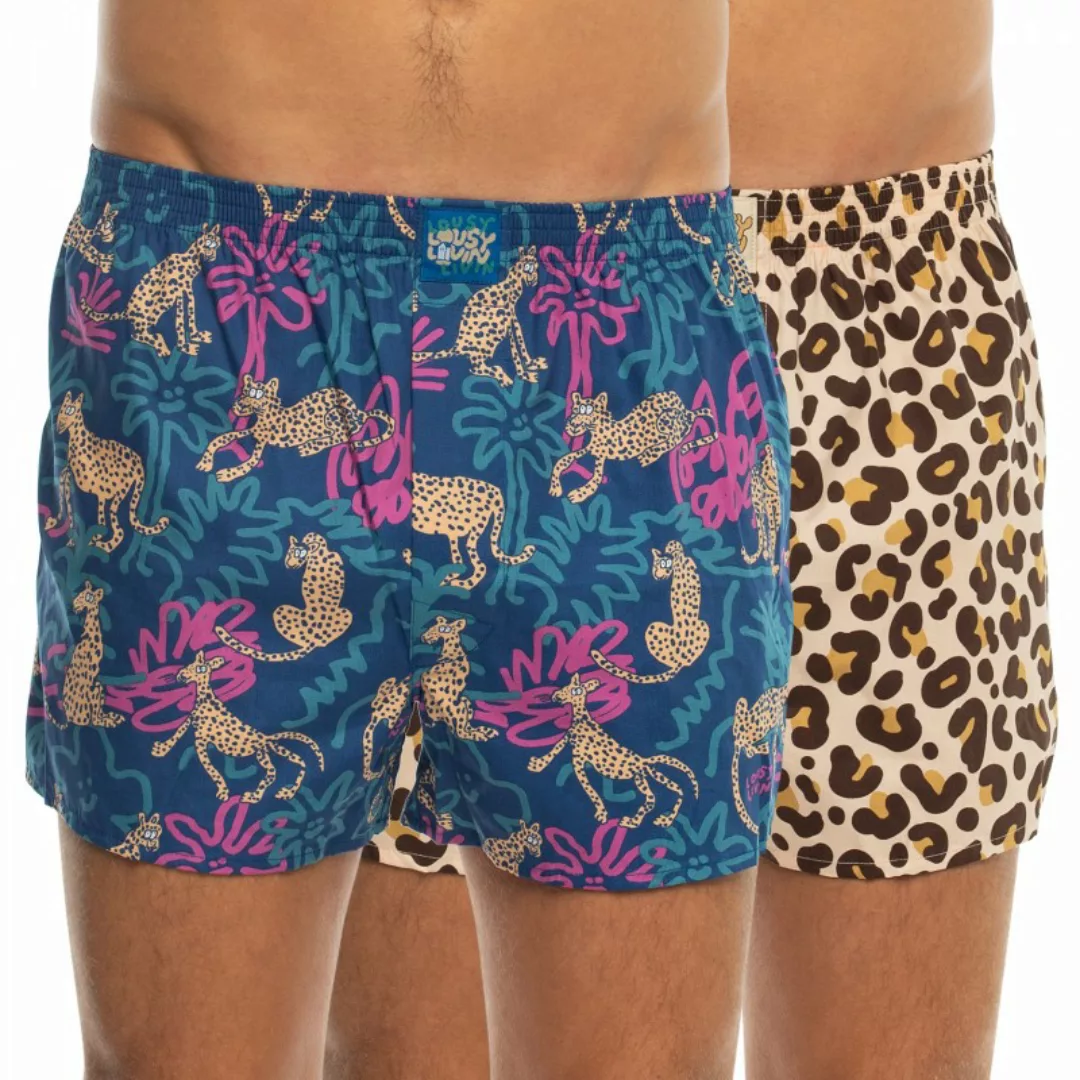 Lousy Livin 2-er Set Boxershorts Blau & Beige mit Motiv günstig online kaufen