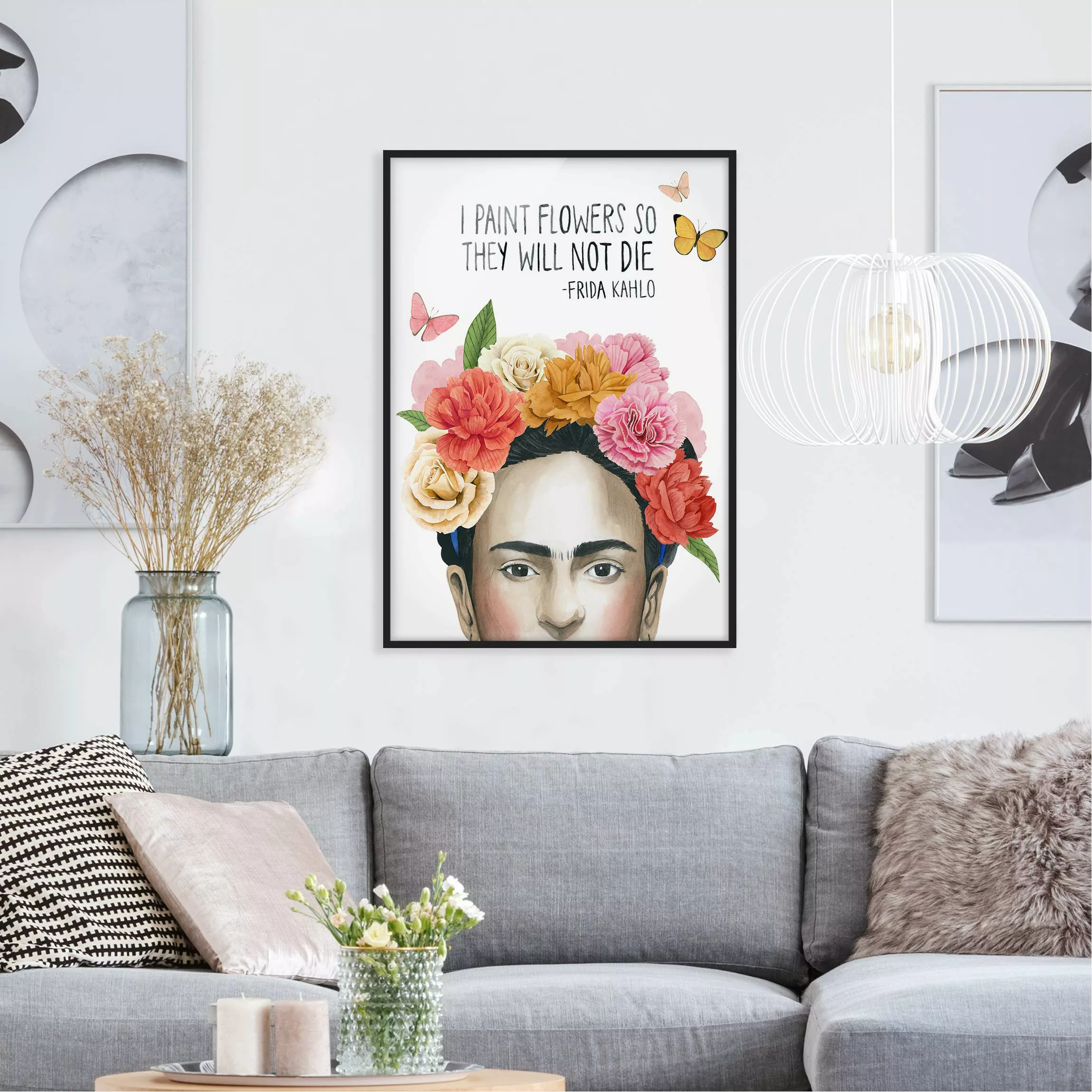 Bild mit Rahmen Blumen - Hochformat Fridas Gedanken - Blumen günstig online kaufen