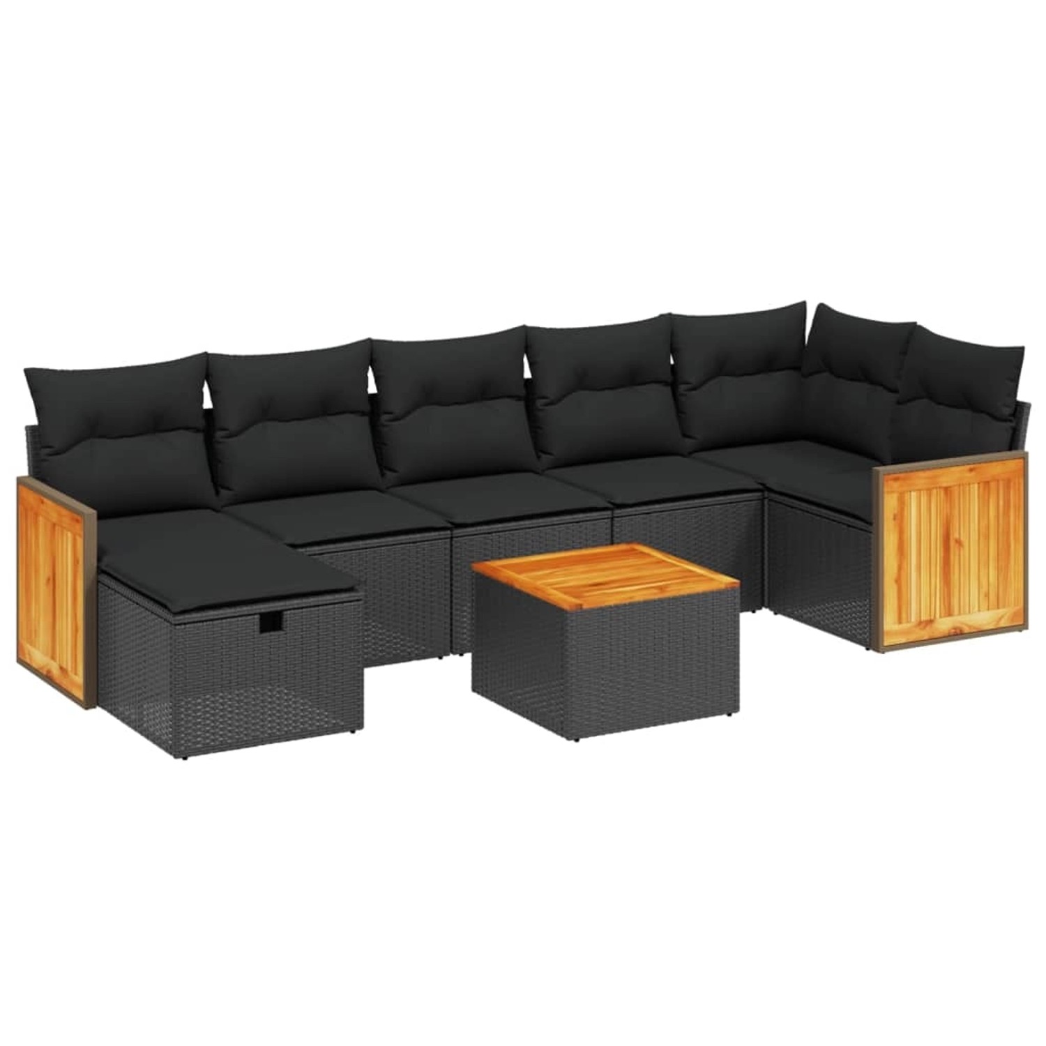 vidaXL 8-tlg Garten-Sofagarnitur mit Kissen Schwarz Poly Rattan Modell 172 günstig online kaufen