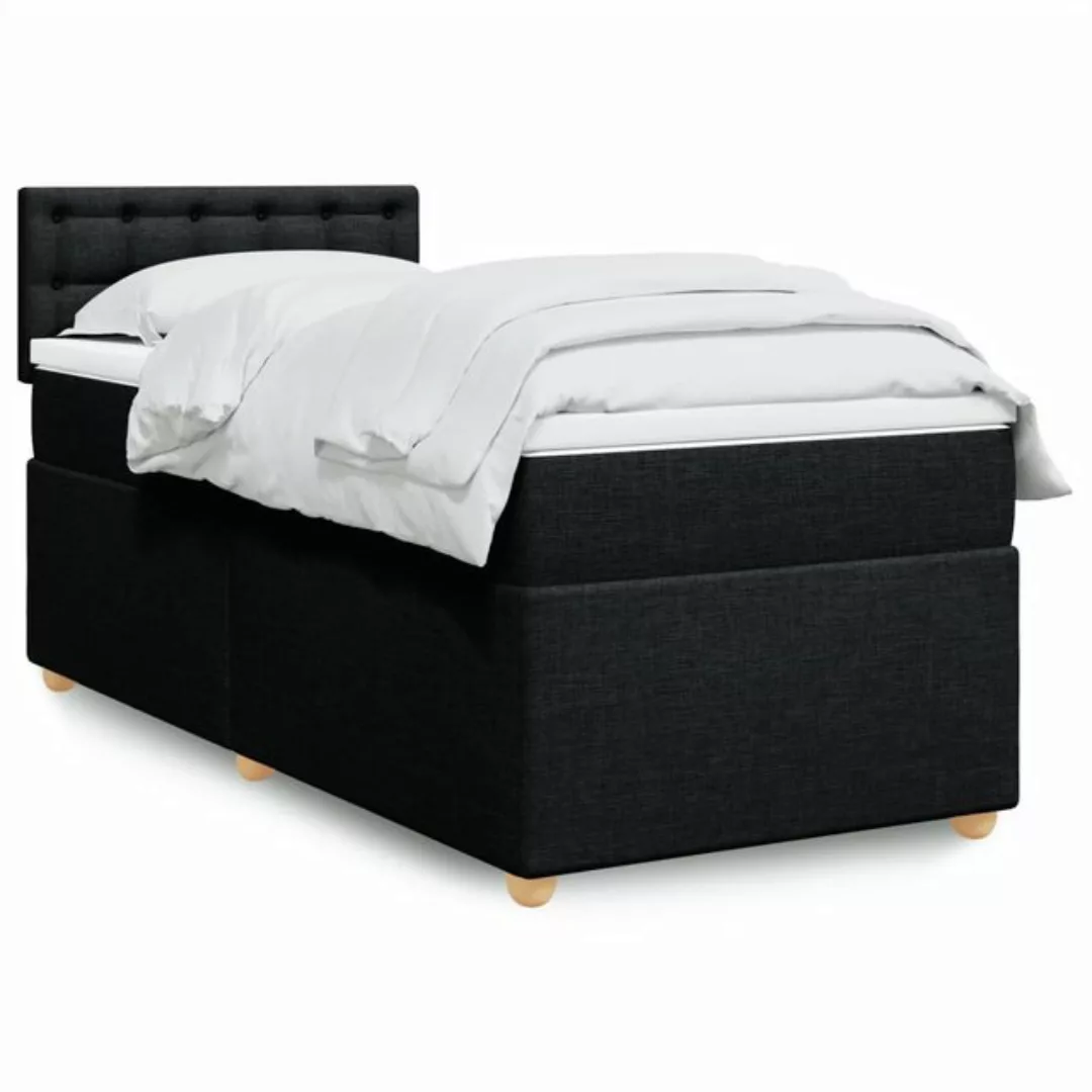 furnicato Bettgestell Boxspringbett mit Matratze Schwarz 80x200 cm Stoff günstig online kaufen