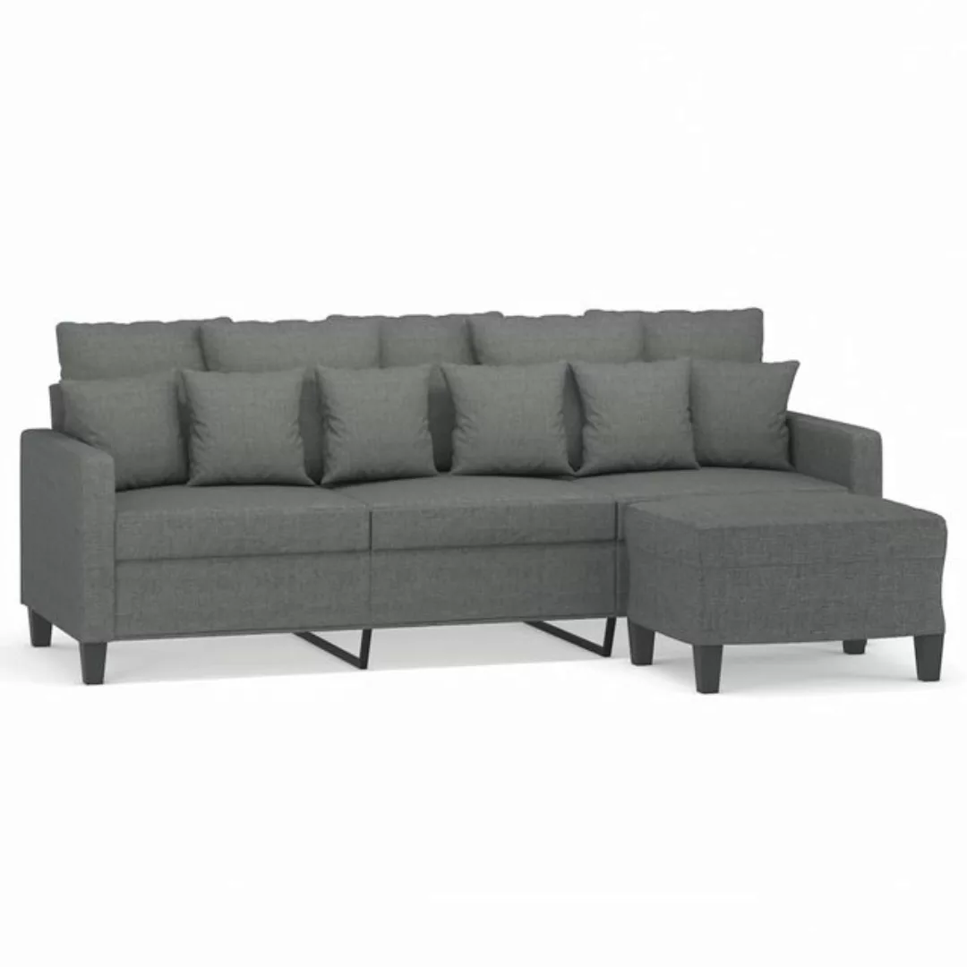 vidaXL Sofa 3-Sitzer-Sofa mit Hocker Dunkelgrau 180 cm Stoff günstig online kaufen