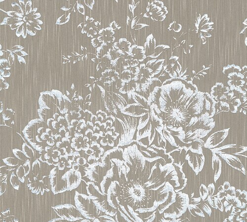 Bricoflor Tapete Metallic Effekt Silber Vlies Textiltapete mit Blumen Elega günstig online kaufen