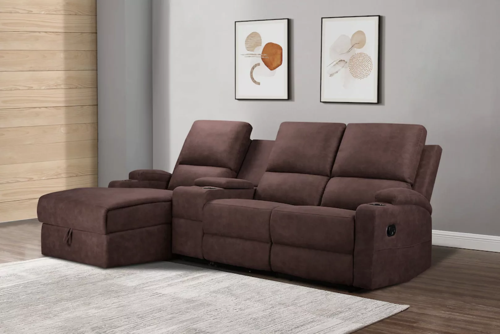 Home affaire Ecksofa "Napori Multimediasofa, 3er Kinosessel XXL, L-Form,", günstig online kaufen