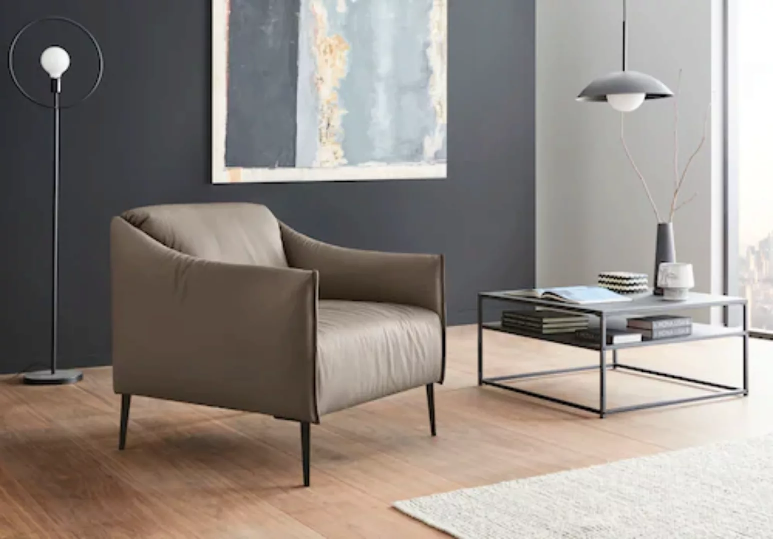 W.SCHILLIG Cocktailsessel »sally«, mit Metallfüßen in Schwarz pulverbeschic günstig online kaufen