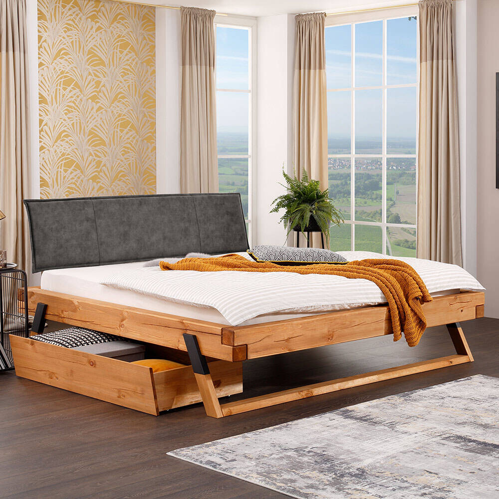 Schlafzimmer Set 3-teilig mit Massivholzbett 160x200cm, Kiefer massiv eiche günstig online kaufen