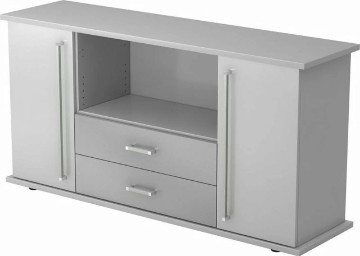 Aktenschrank Sideboard SB 2OH 2 Schübe BxTxH 166,1x44,8x84cm Griff CE Grau/ günstig online kaufen