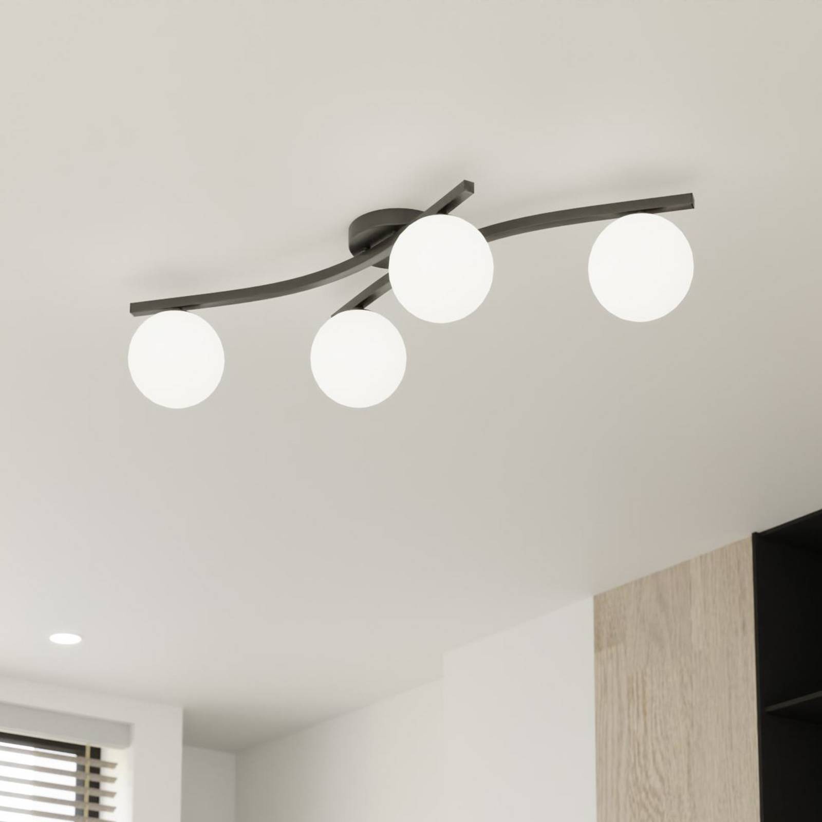 Deckenlampe Opus, Länge 85 cm, opal, Länge 84 cm, 4-flg. günstig online kaufen