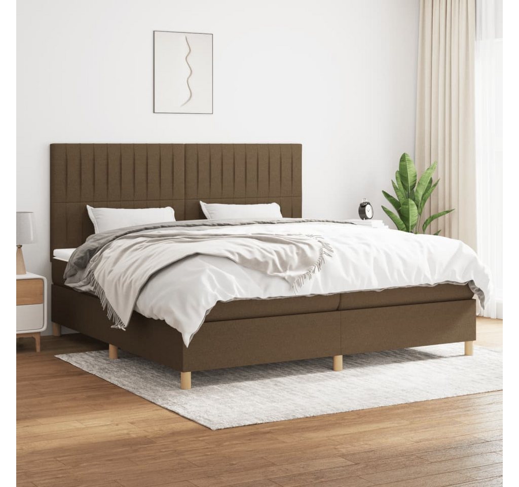 vidaXL Boxspringbett Boxspringbett mit Matratze Dunkelbraun 200x200 cm Stof günstig online kaufen