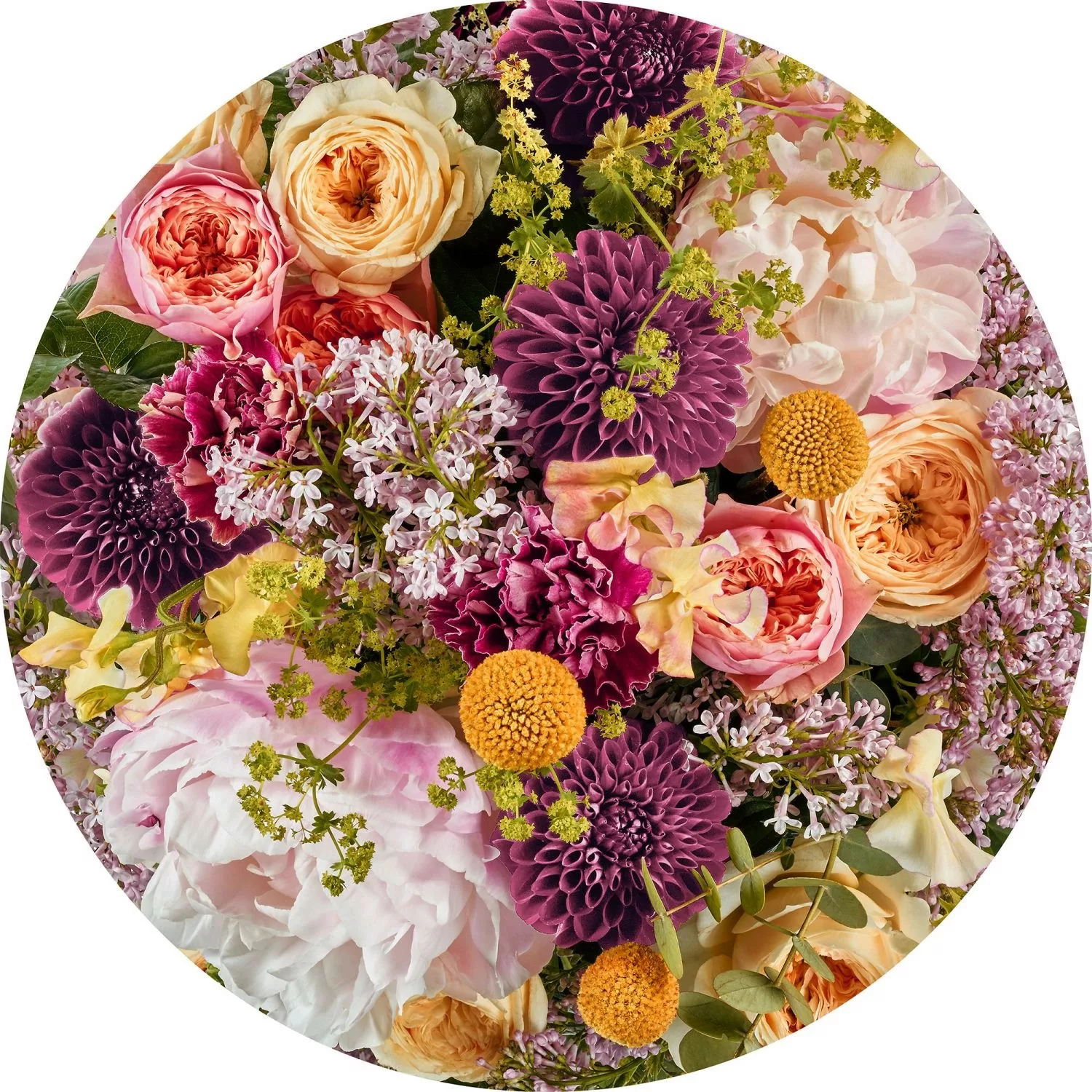 Sanders & Sanders Selbstklebende Runde Tapete Blumen Multicolor Ø 125 cm 61 günstig online kaufen