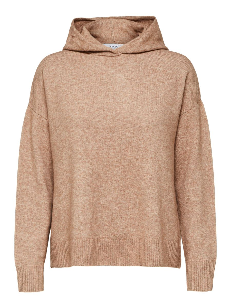 SELECTED Gestrickter Hoodie Damen Beige günstig online kaufen