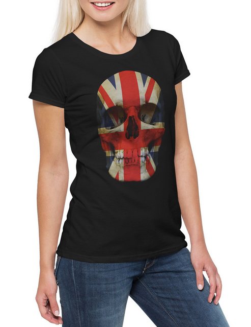 Urban Backwoods Print-Shirt Union Jack UK Skull Flag Damen T-Shirt Totenkop günstig online kaufen