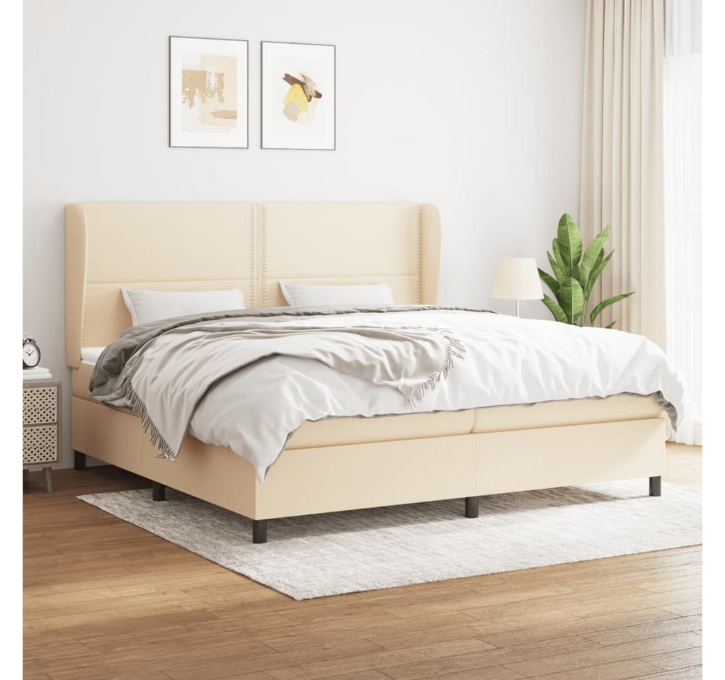 vidaXL Boxspringbett Boxspringbett mit Matratze Creme 200x200 cm Stoff Bett günstig online kaufen