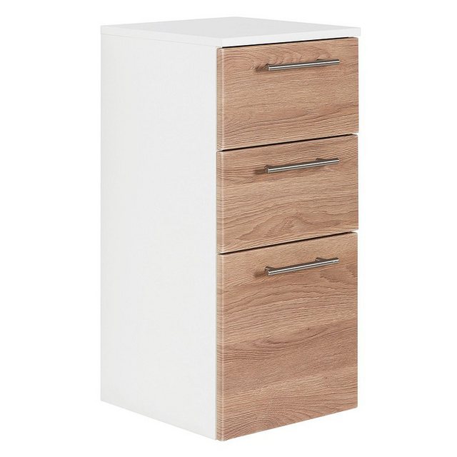 Badezimmer Midischrank mit 2 Schubkästen LAGOS-02 Eiche hell Nb., B x H x T günstig online kaufen