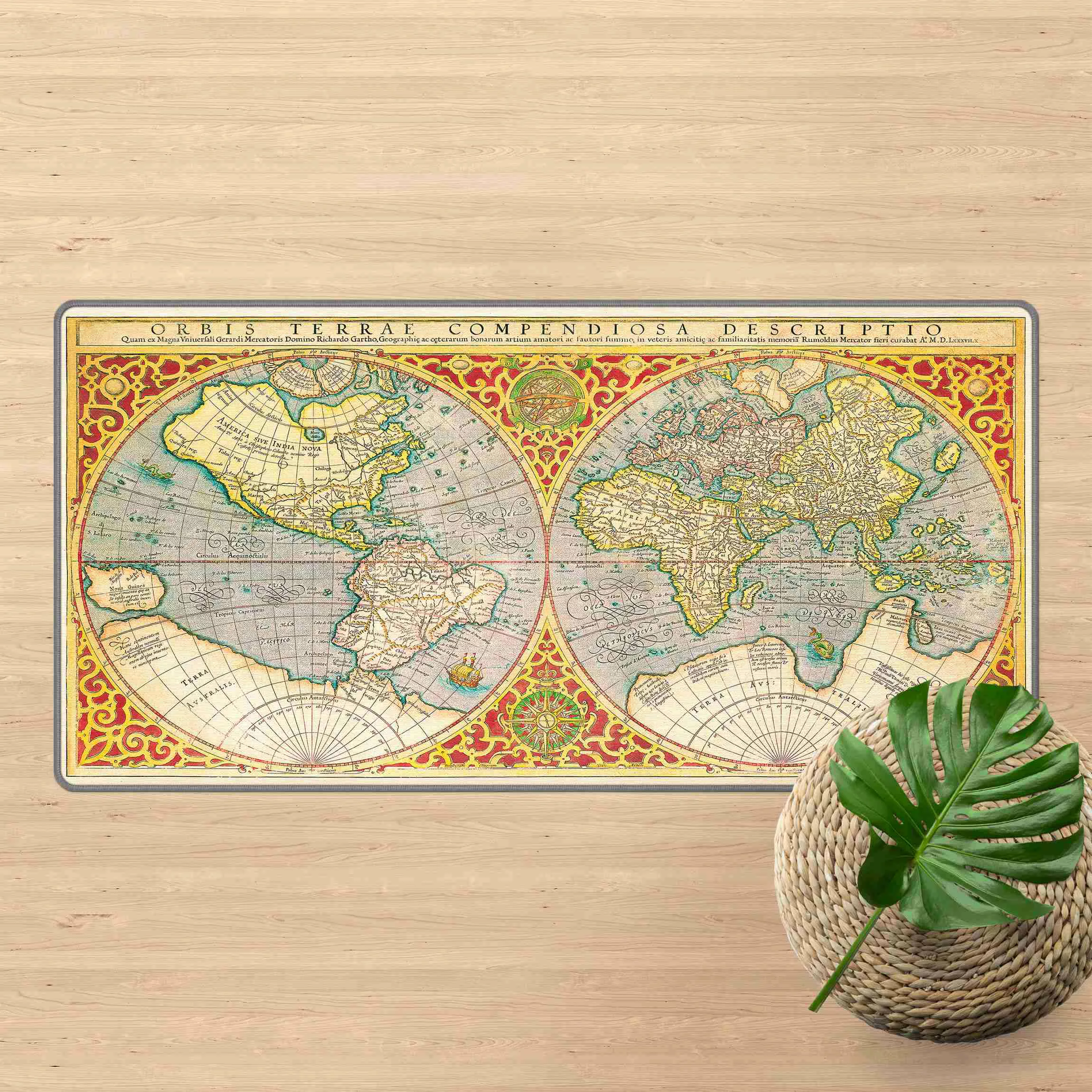 Teppich Historische Weltkarte Orbis Terrare Compendiosa Descriptio günstig online kaufen