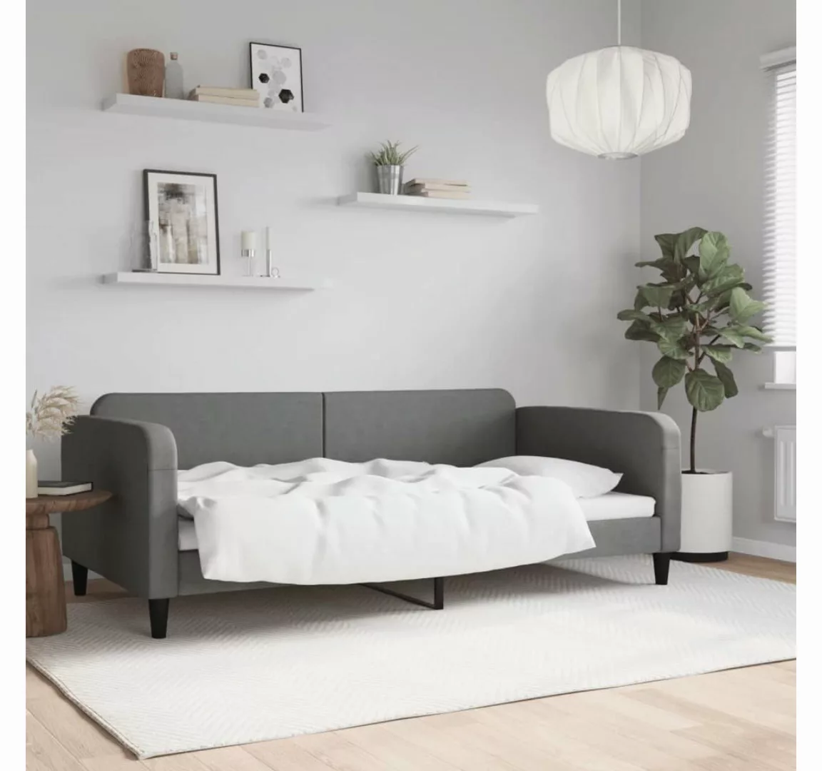 furnicato Bett Tagesbett Dunkelgrau 100x200 cm Stoff günstig online kaufen