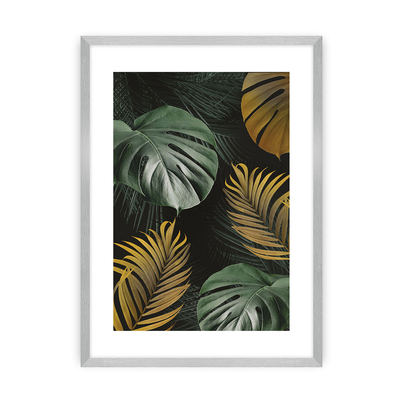 Poster Golden Leaves I, 21 x 30 cm , Ramka: Srebrna günstig online kaufen