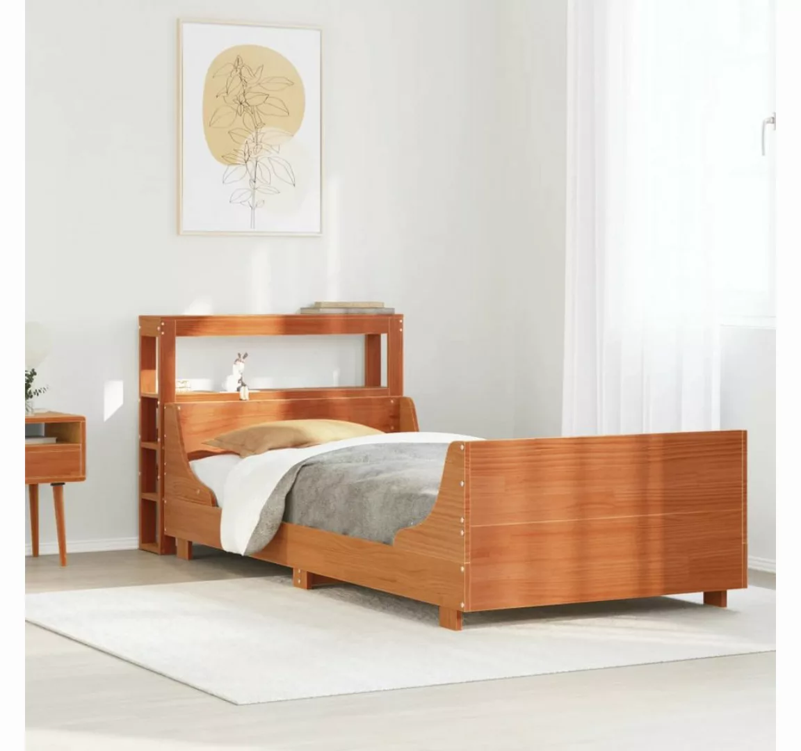 vidaXL Bett, Massivholzbett ohne Matratze Wachsbraun 75x190 cm Kiefernholz günstig online kaufen