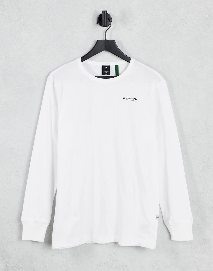 G-Star – Langärmliges Shirt in Weiß mit kleinem Logo günstig online kaufen