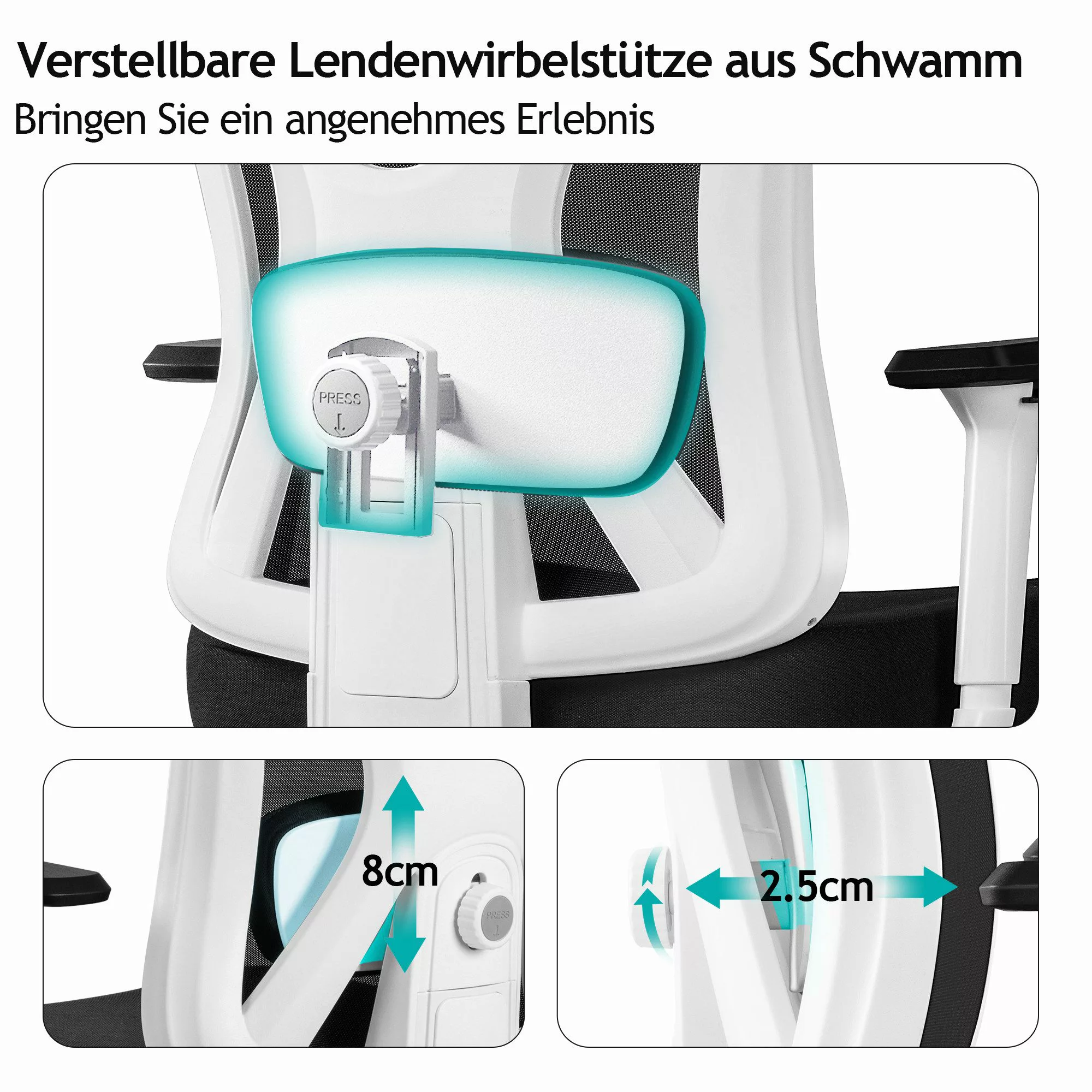 DoChair Bürostuhl Ergonomischer mit Verstellbarer Kopfstütze günstig online kaufen
