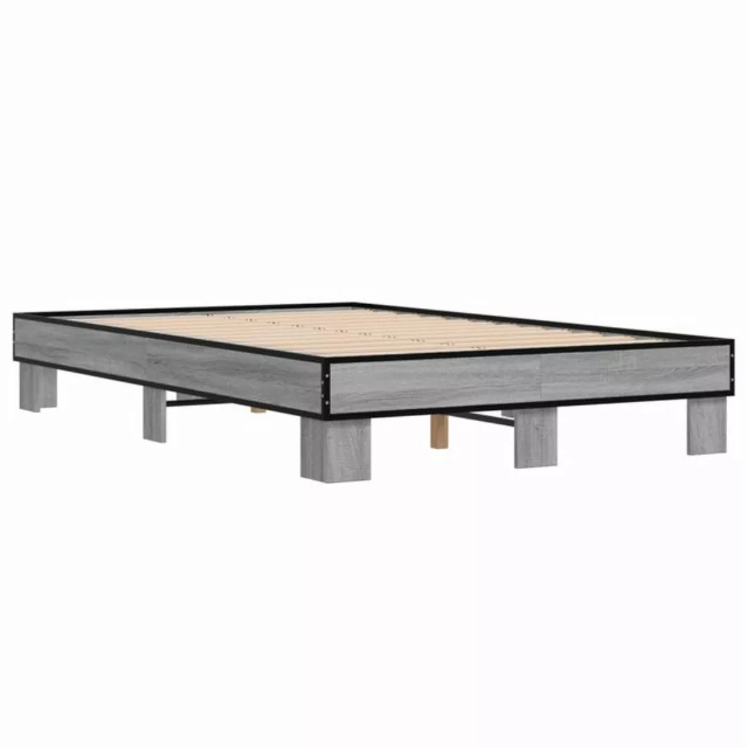 vidaXL Bett Bettgestell Grau Sonoma 120x200 cm Holzwerkstoff und Metall günstig online kaufen