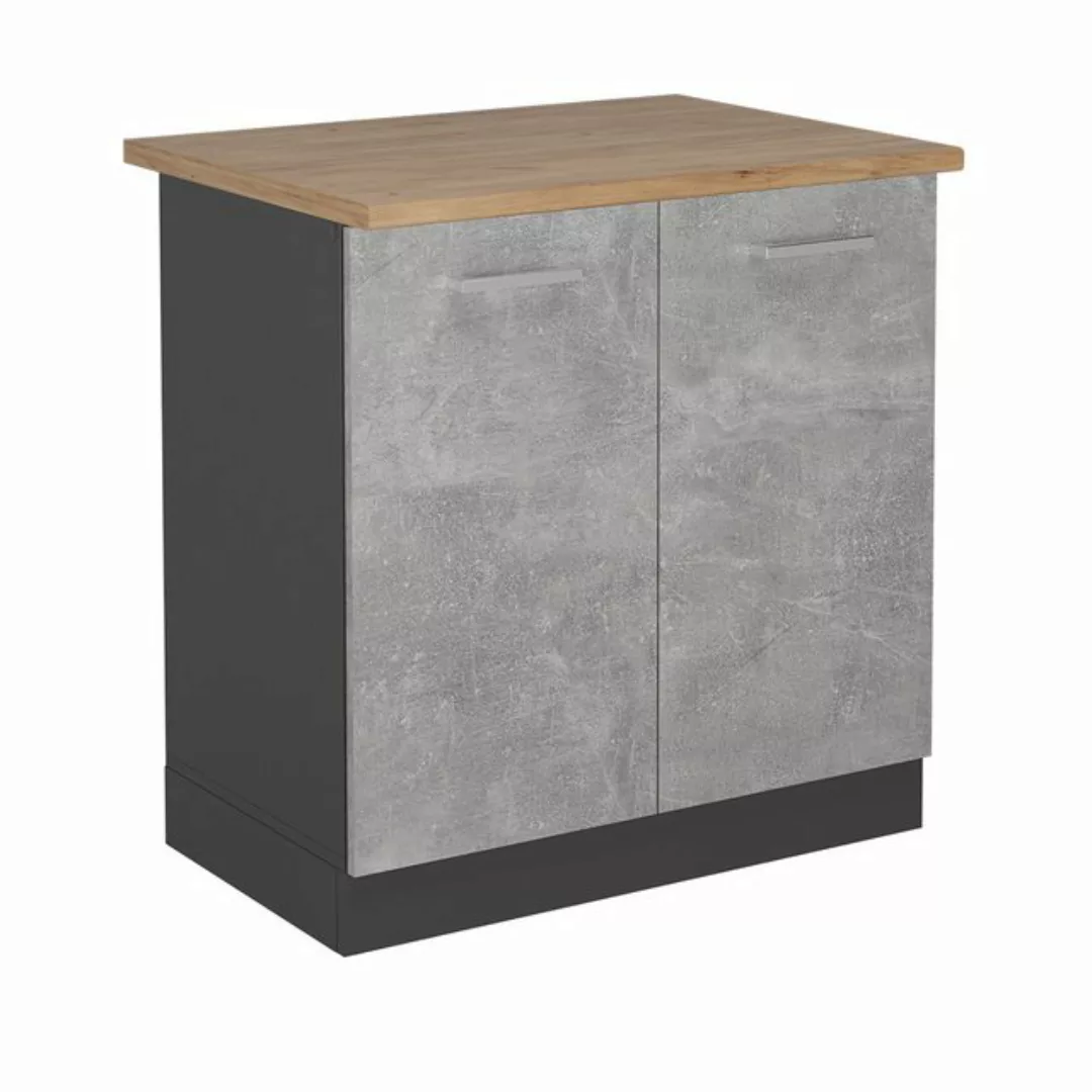 Vicco Spülenunterschrank R-Line, Beton/Anthrazit, 80 cm, AP Eiche günstig online kaufen