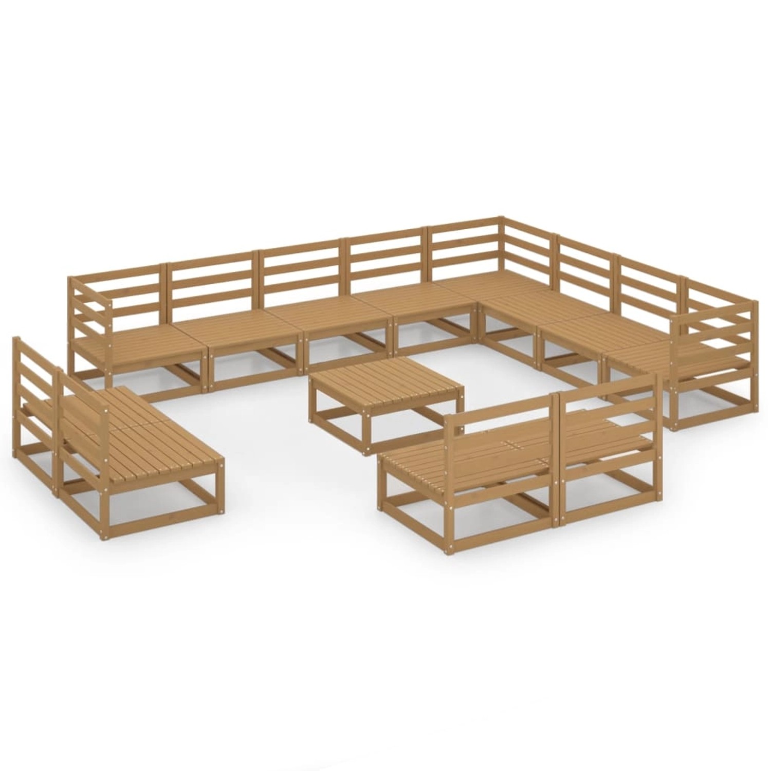 vidaXL 13-tlg Garten-Lounge-Set Honigbraun Massivholz Kiefer Modell 3 günstig online kaufen