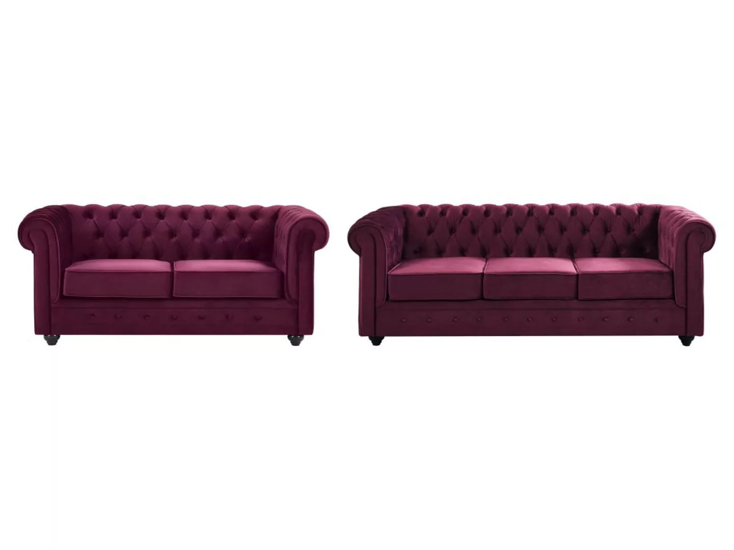 Sofas 3-Sitzer & 2-Sitzer - Samt - Purpur - CHESTERFIELD günstig online kaufen