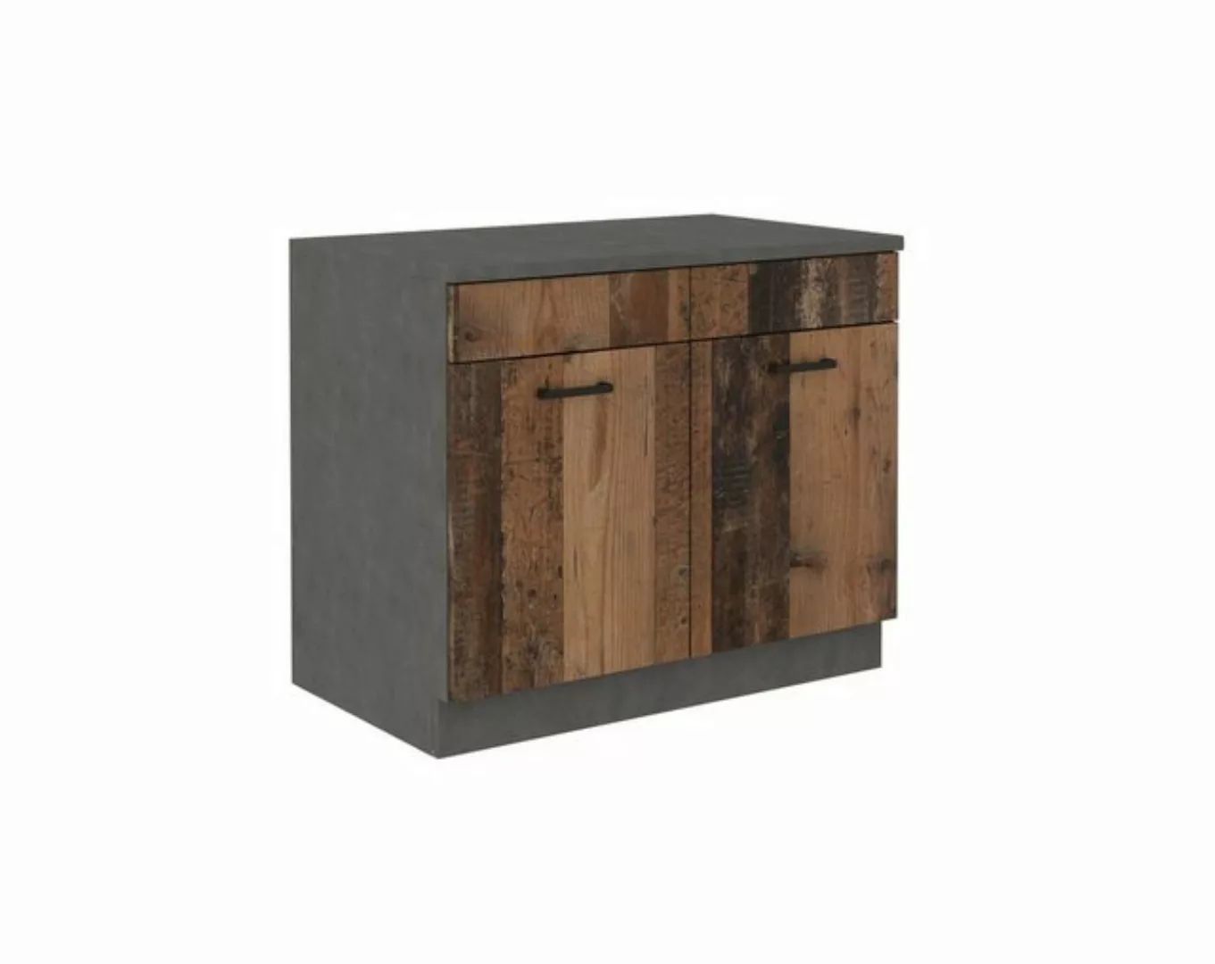 Küchen-Preisbombe Spülenschrank 100 cm Küchen Buffet Mario Old Wood Matera günstig online kaufen