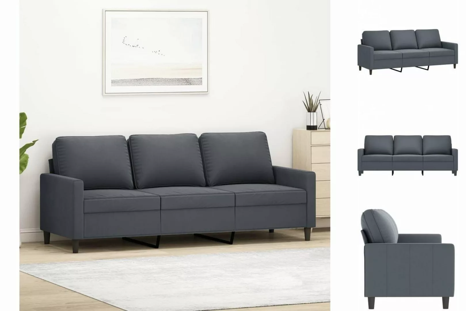 vidaXL Sofa 3-Sitzer-Sofa Dunkelgrau 180 cm Samt günstig online kaufen