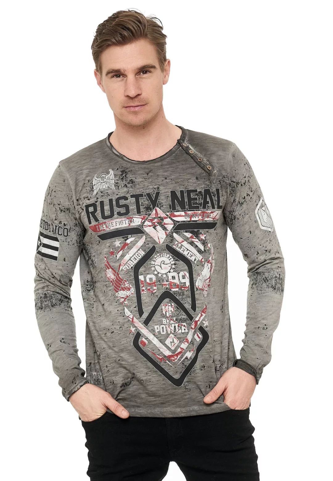 Rusty Neal Langarmshirt, mit Front-Print günstig online kaufen