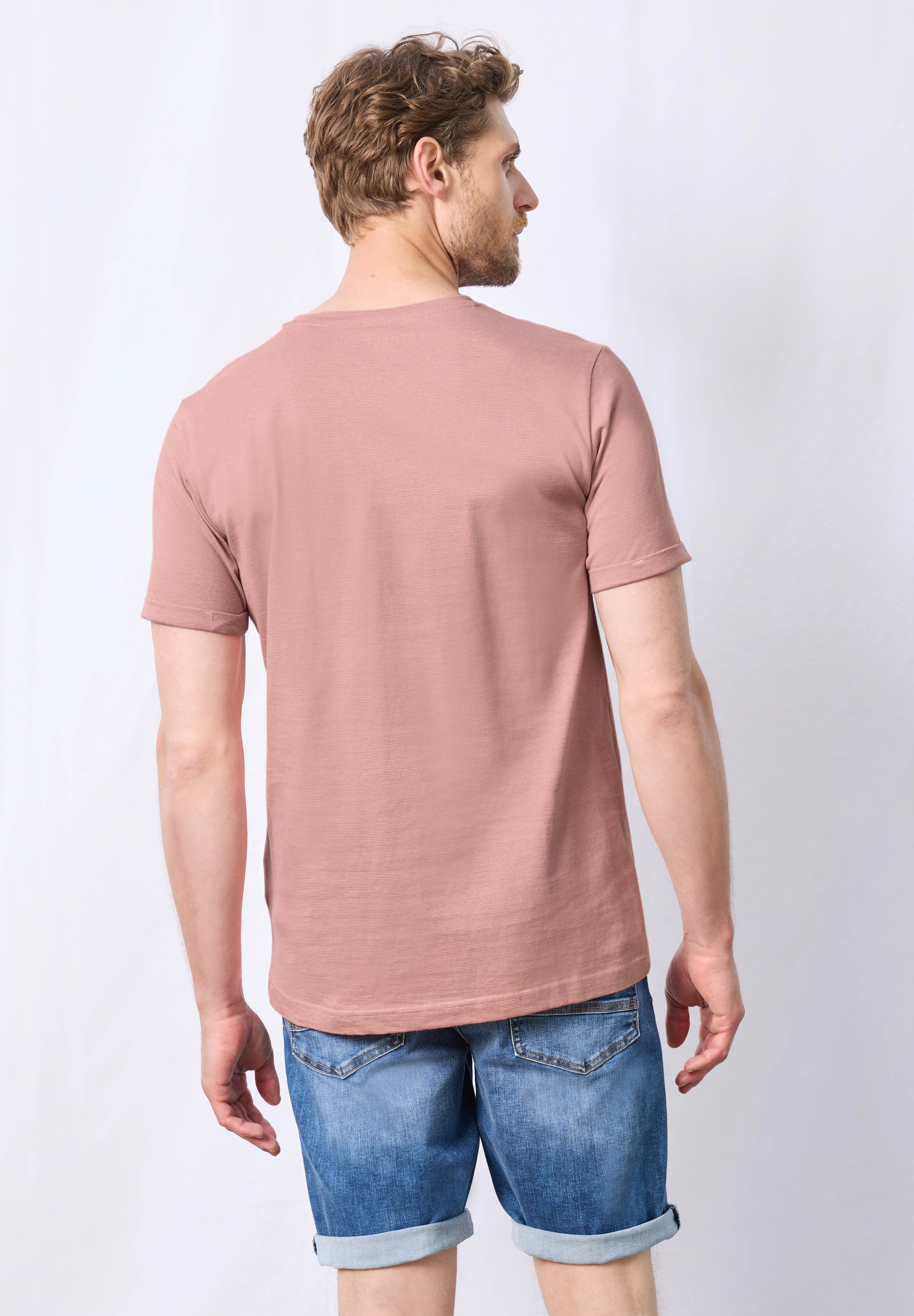 STREET ONE MEN T-Shirt, mit Streifen-Struktur günstig online kaufen