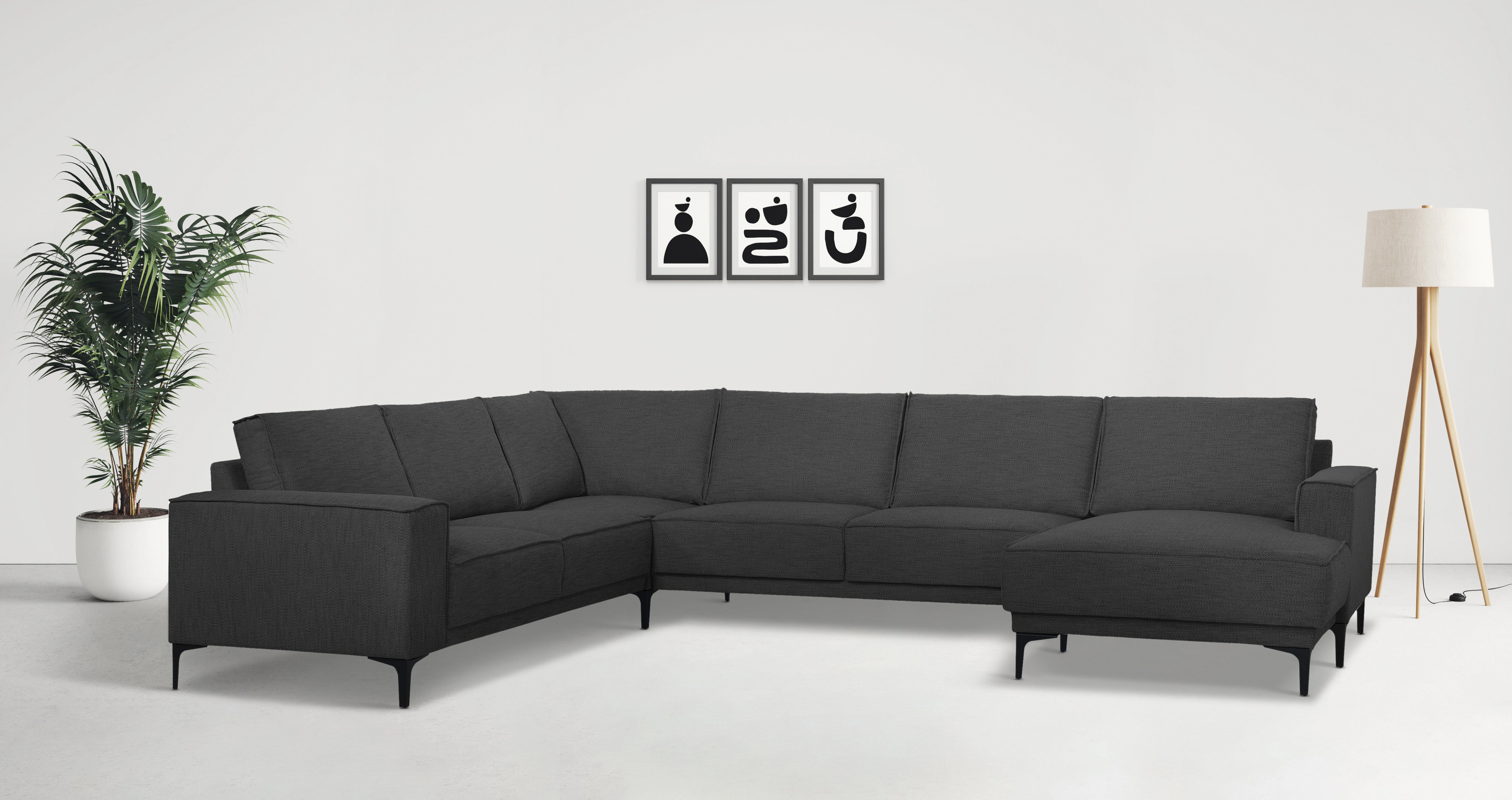 Places of Style Wohnlandschaft "XXL Sofa Oland, Struktur, Flachgewebe, Luxu günstig online kaufen
