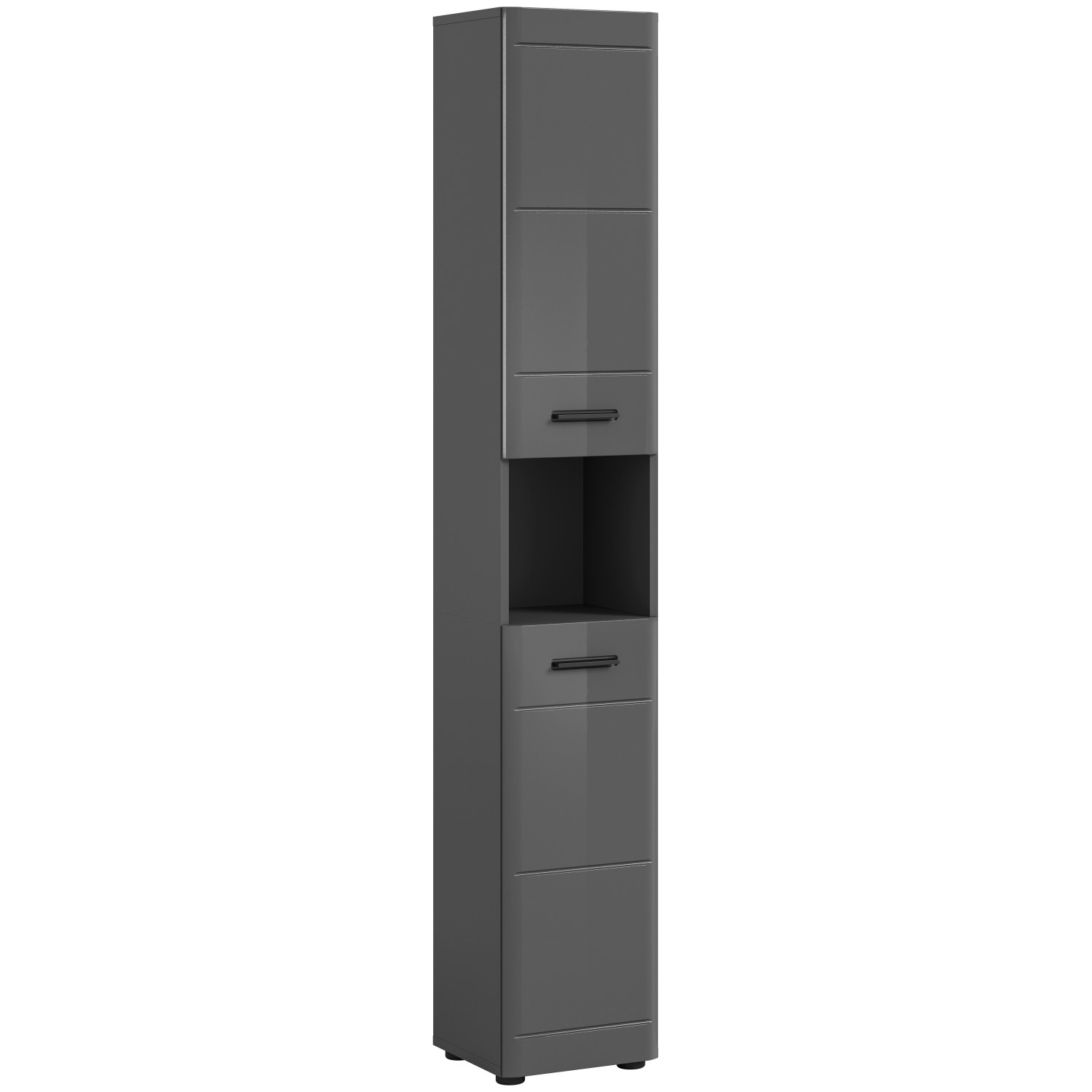 xonox.home Hochschrank in Grau Hochglanz - 30x180x30cm (BxHxT) günstig online kaufen