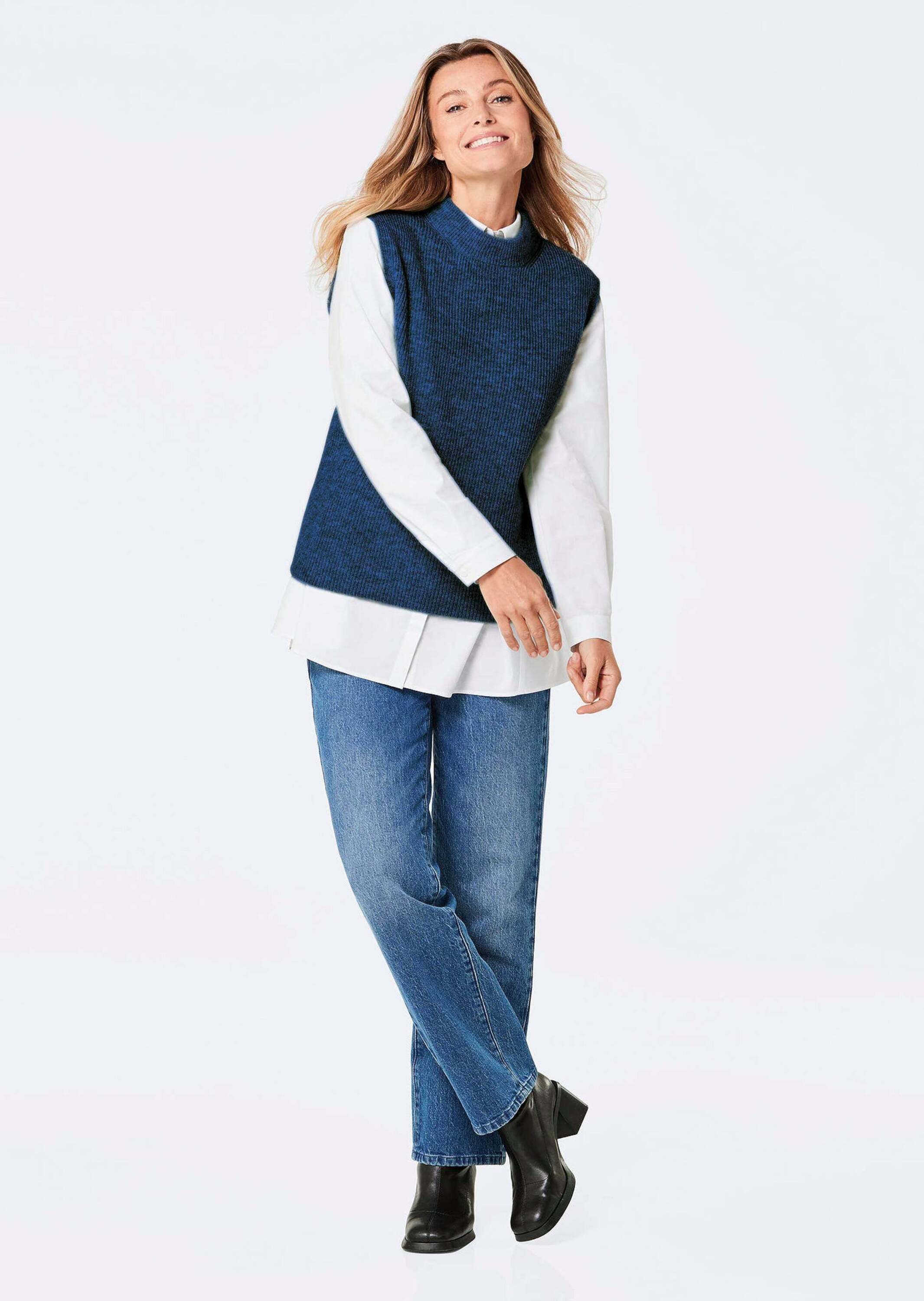 GOLDNER Strickpullover Rippstrick Pullunder mit Stehkragen günstig online kaufen