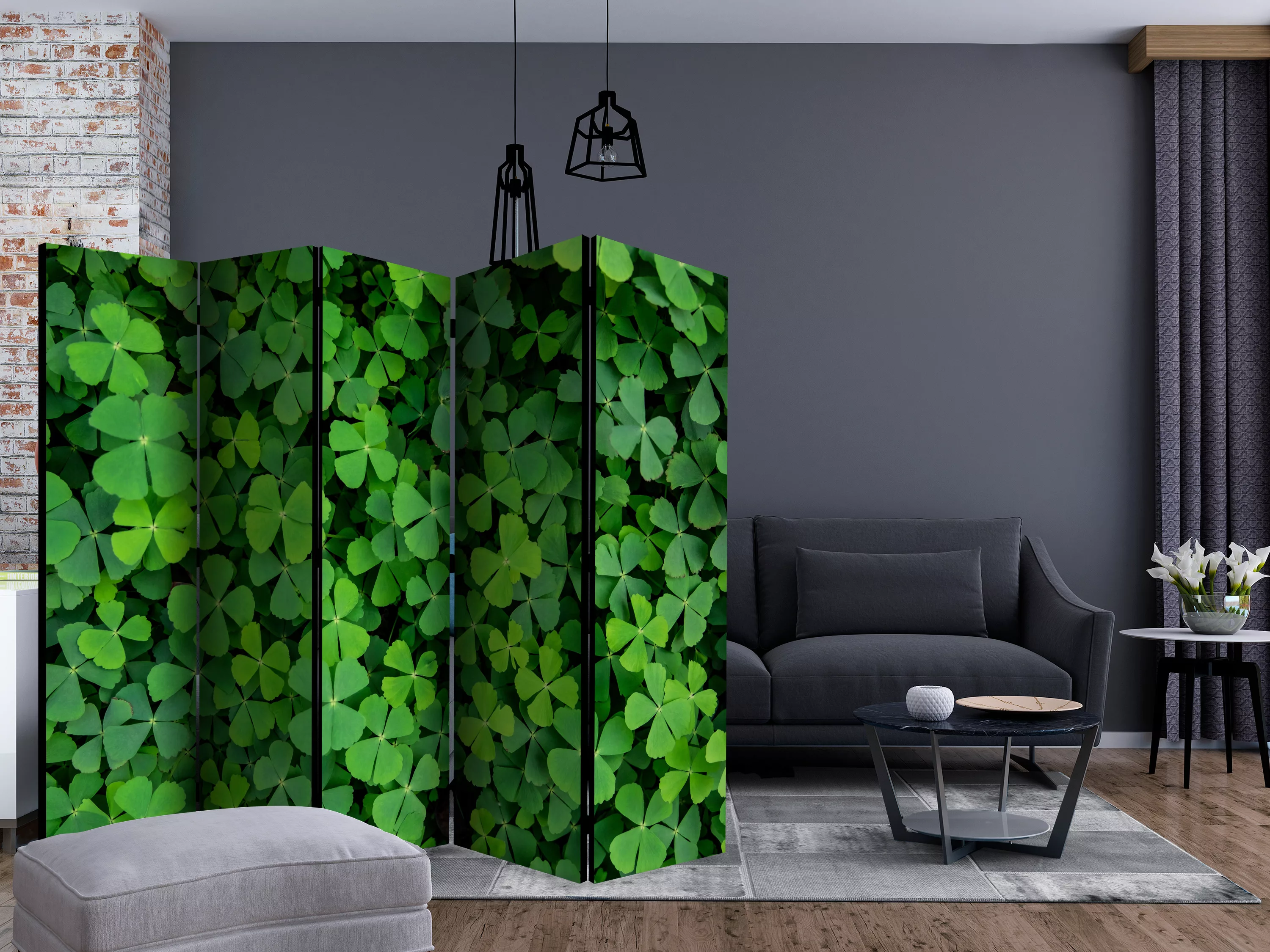 5-teiliges Paravent - Green Clover Ii [room Dividers] günstig online kaufen