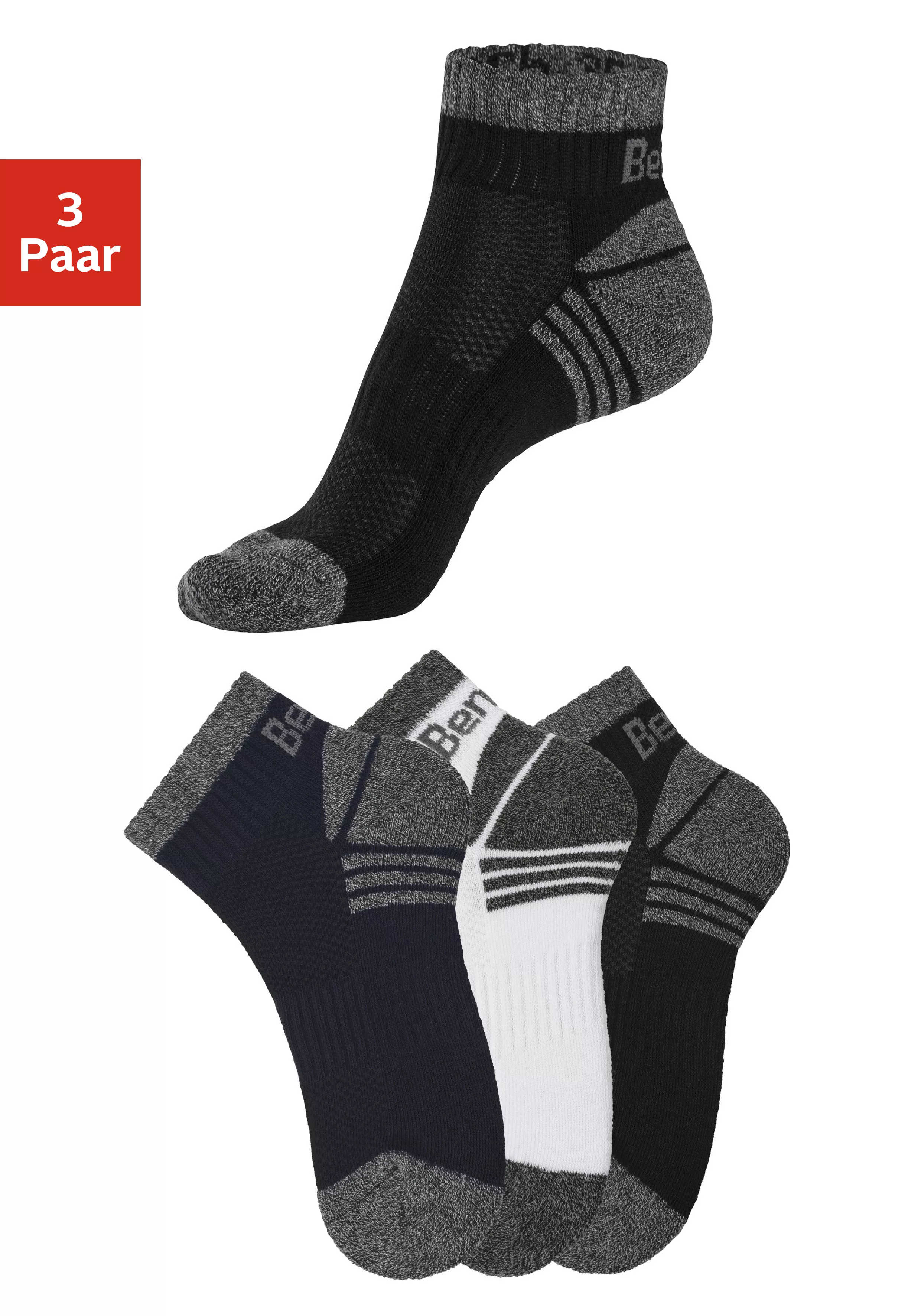 Bench. Kurzsocken, (Packung, 3 Paar), mit Mittelfußgummi und Pikee günstig online kaufen